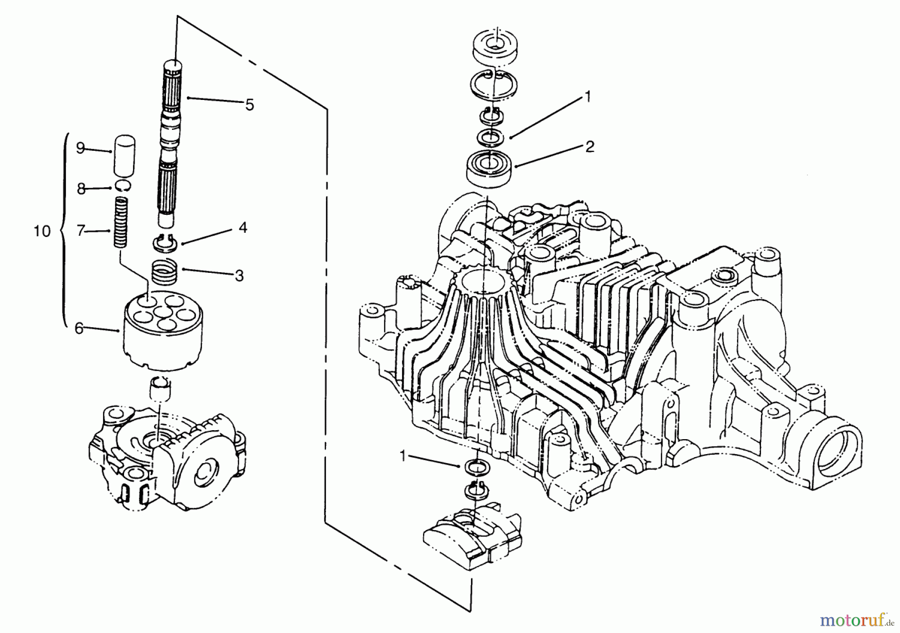 Toro Neu Mowers, Lawn & Garden Tractor Seite 1 72084 (266-H) - Toro 266-H Yard Tractor, 1996 (6900001-6999999) PUMP SHAFT TUFF TORQ TRANSMISSION K61 (TORO)