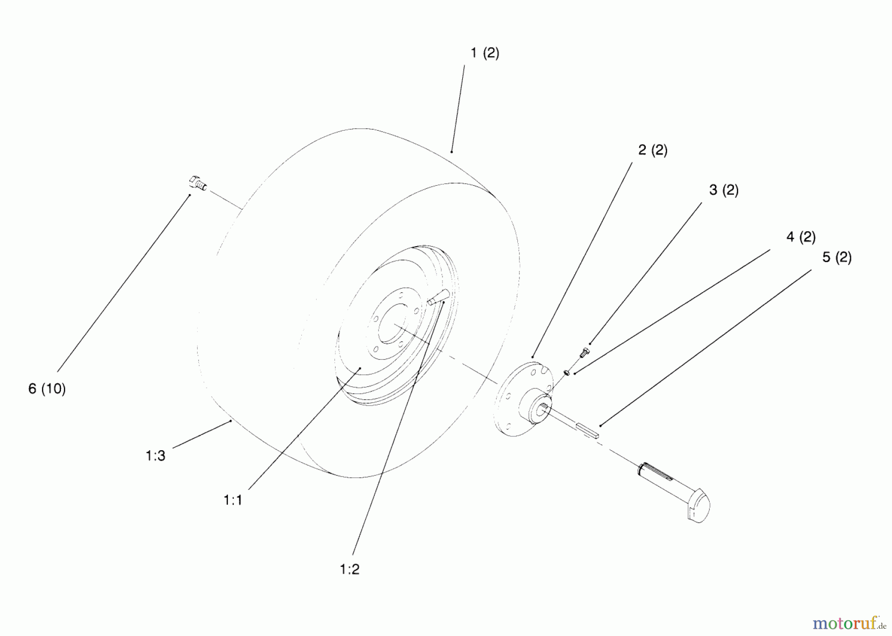 Toro Neu Mowers, Lawn & Garden Tractor Seite 1 72084 (266-H) - Toro 266-H Yard Tractor, 1996 (6900001-6999999) REAR WHEEL