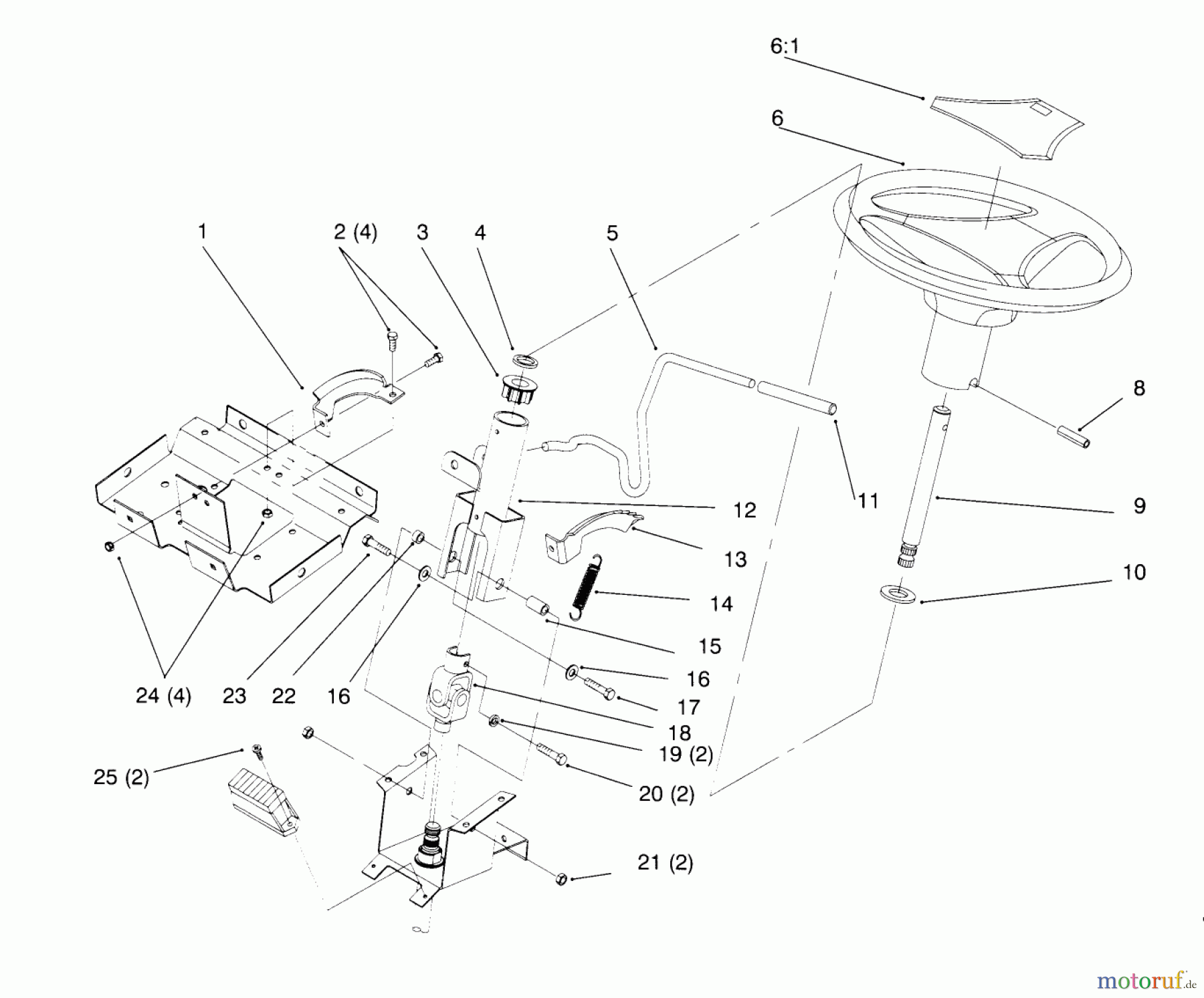 Toro Neu Mowers, Lawn & Garden Tractor Seite 1 72084 (266-H) - Toro 266-H Yard Tractor, 1995 (5900001-5999999) STEERING WHEEL AND TILT
