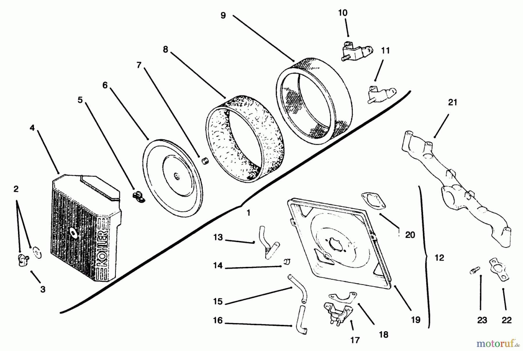 Toro Neu Mowers, Lawn & Garden Tractor Seite 1 72085 (267-H) - Toro 267-H Lawn and Garden Tractor, 1996 (6900001-6999999) AIR INTAKE/FILTRATION