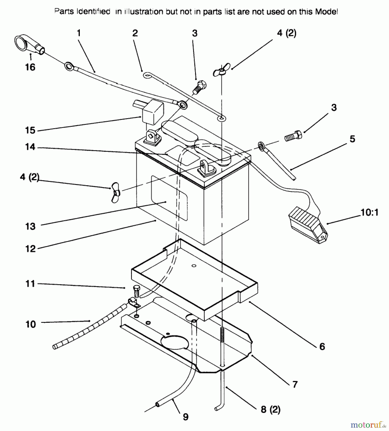 Toro Neu Mowers, Lawn & Garden Tractor Seite 1 72085 (267-H) - Toro 267-H Lawn and Garden Tractor, 1996 (6900001-6999999) BATTERY