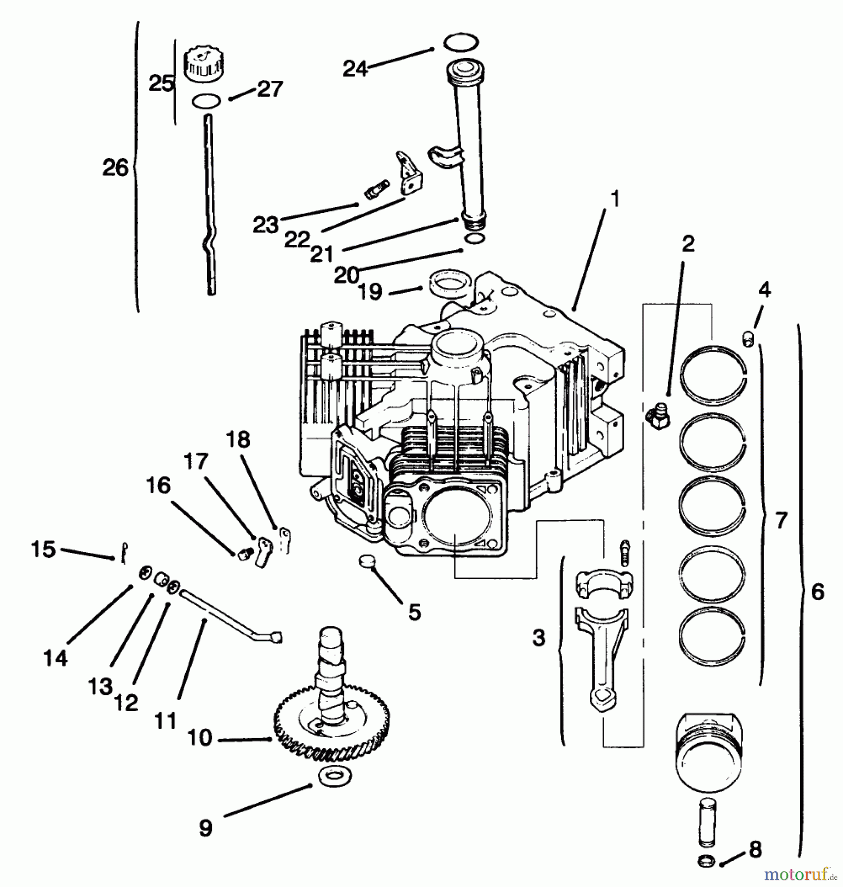 Toro Neu Mowers, Lawn & Garden Tractor Seite 1 72085 (267-H) - Toro 267-H Lawn and Garden Tractor, 1996 (6900001-6999999) CRANKCASE