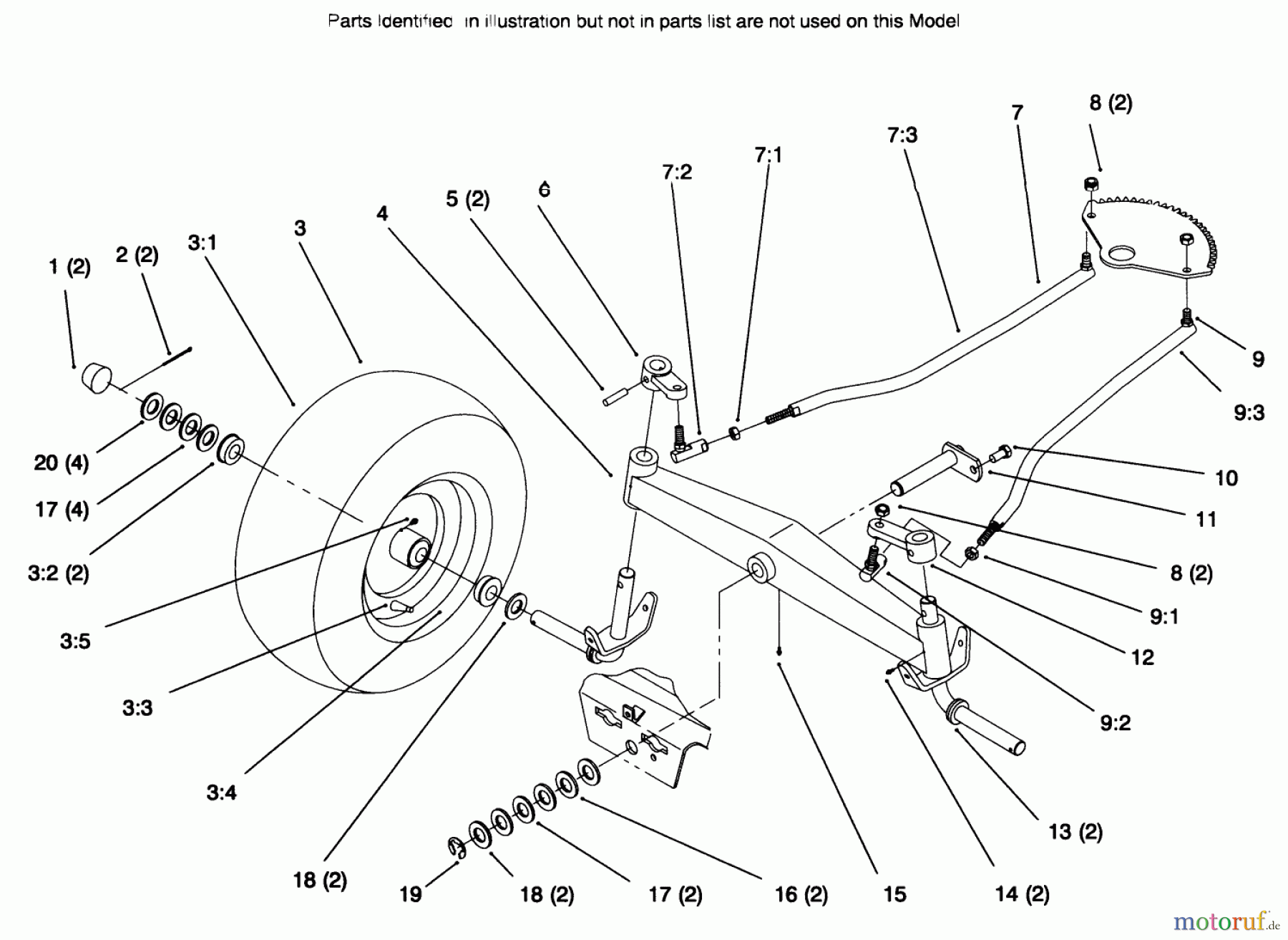 Toro Neu Mowers, Lawn & Garden Tractor Seite 1 72085 (267-H) - Toro 267-H Lawn and Garden Tractor, 1996 (6900001-6999999) FRONT AXLE