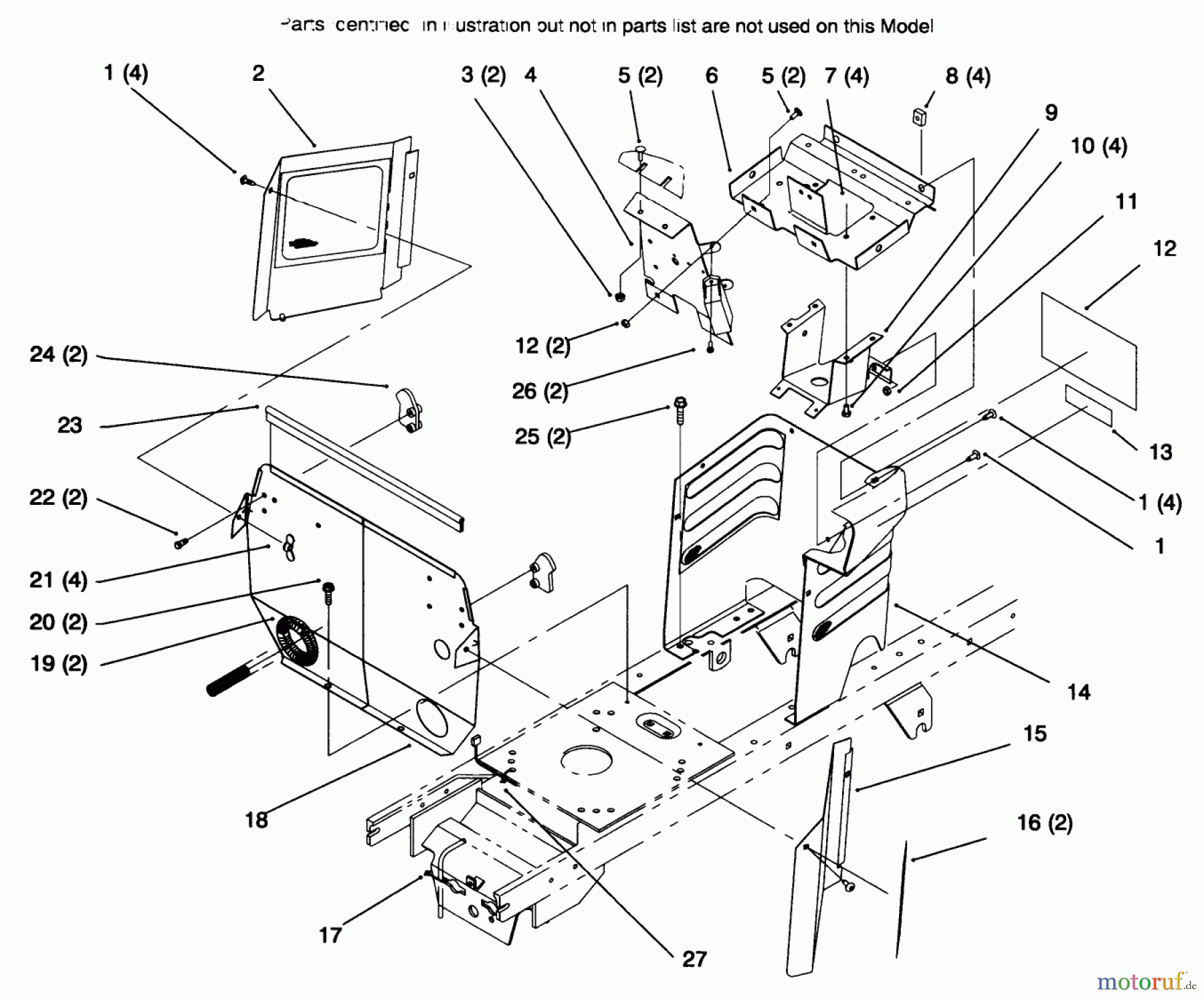 Toro Neu Mowers, Lawn & Garden Tractor Seite 1 72085 (267-H) - Toro 267-H Lawn and Garden Tractor, 1996 (6900001-6999999) HOODSTAND AND FIREWALL
