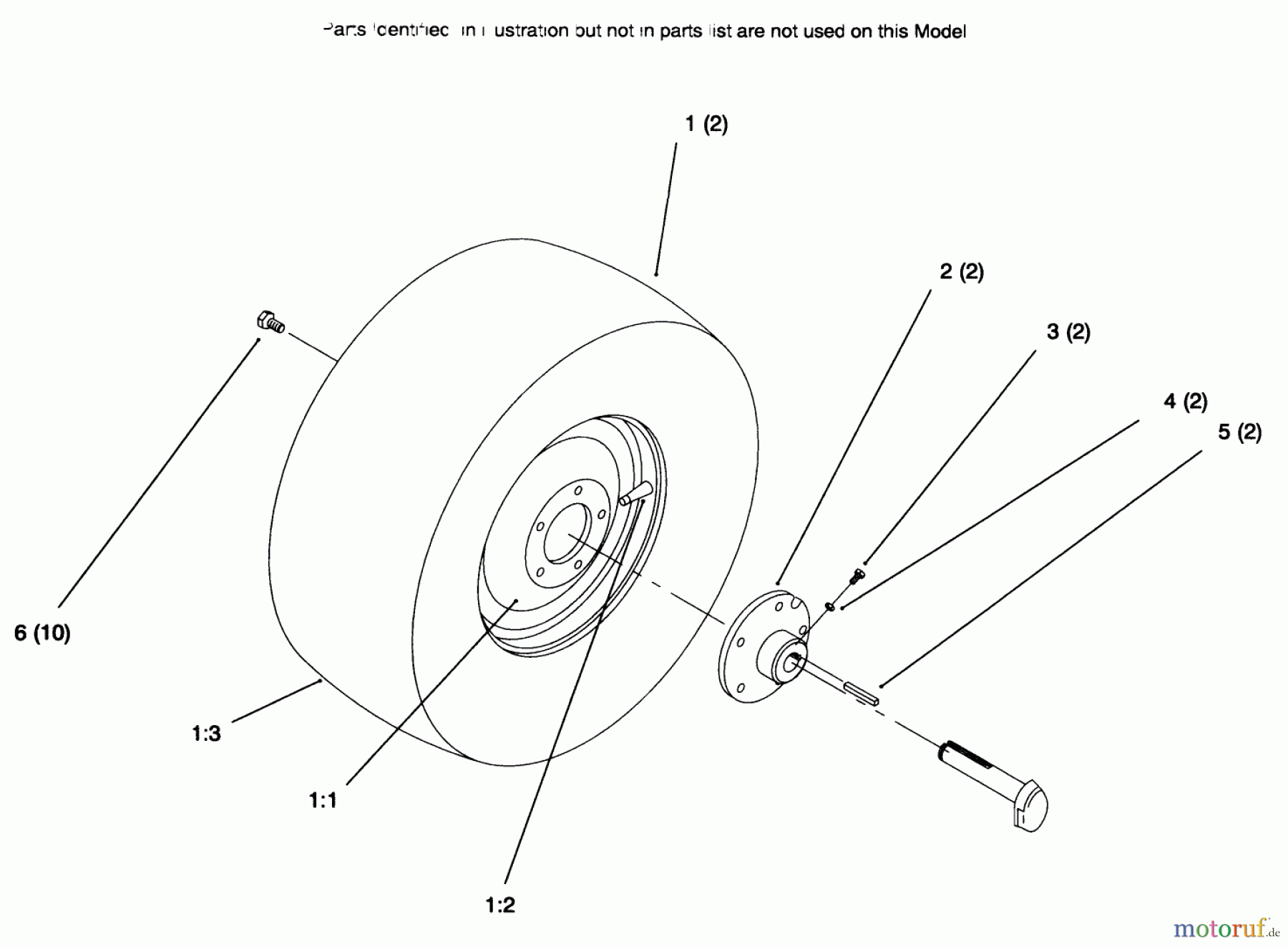 Toro Neu Mowers, Lawn & Garden Tractor Seite 1 72085 (267-H) - Toro 267-H Lawn and Garden Tractor, 1996 (6900001-6999999) REAR WHEEL
