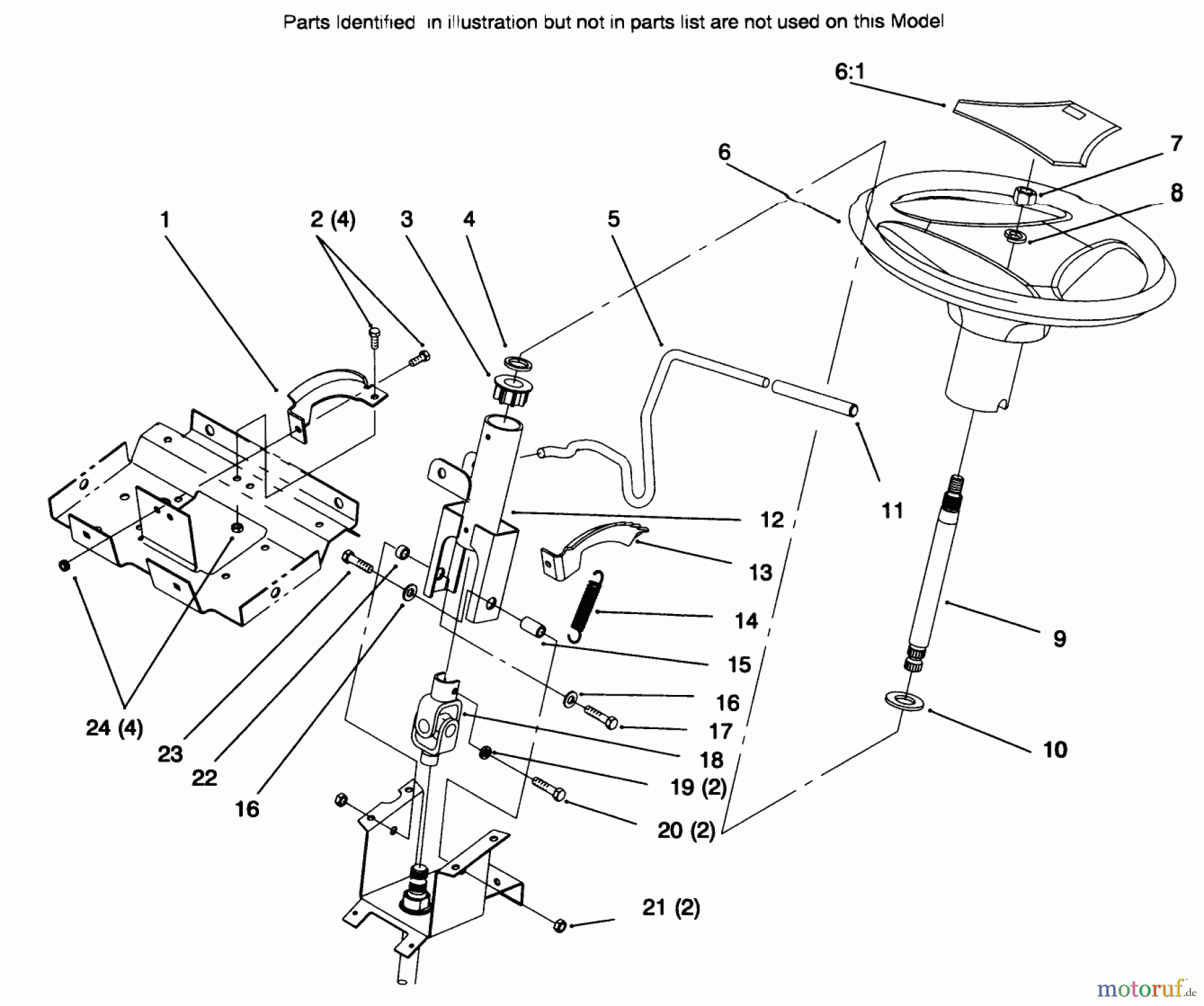 Toro Neu Mowers, Lawn & Garden Tractor Seite 1 72085 (267-H) - Toro 267-H Lawn and Garden Tractor, 1996 (6900001-6999999) STEERING WHEEL AND TILT