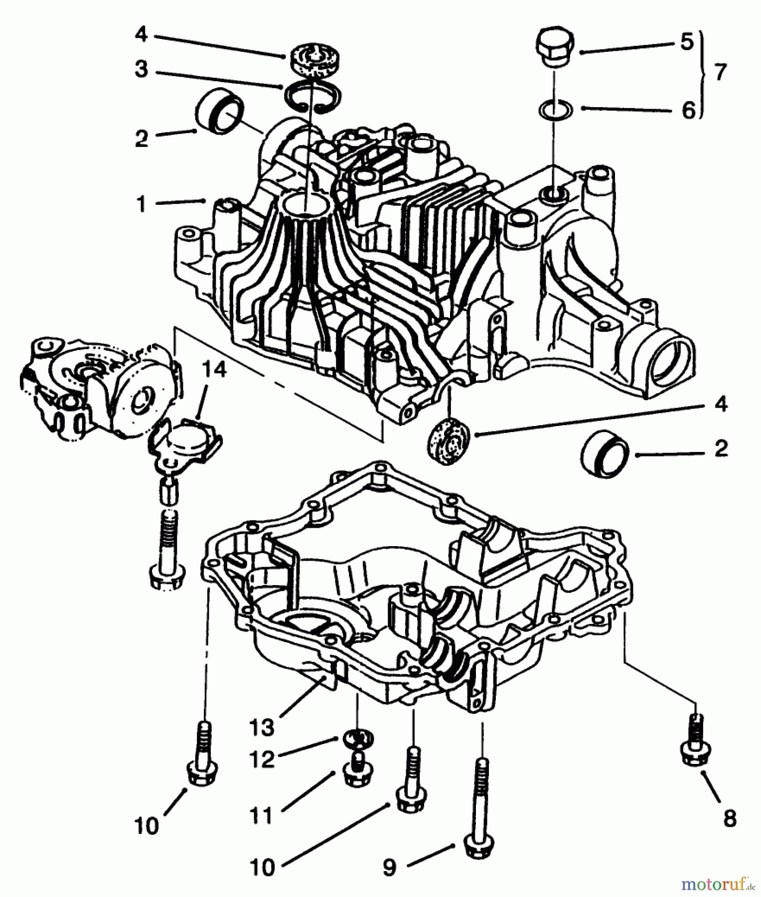 Toro Neu Mowers, Lawn & Garden Tractor Seite 1 72085 (267-H) - Toro 267-H Lawn and Garden Tractor, 1996 (6900001-6999999) TRANSAXLE CASE