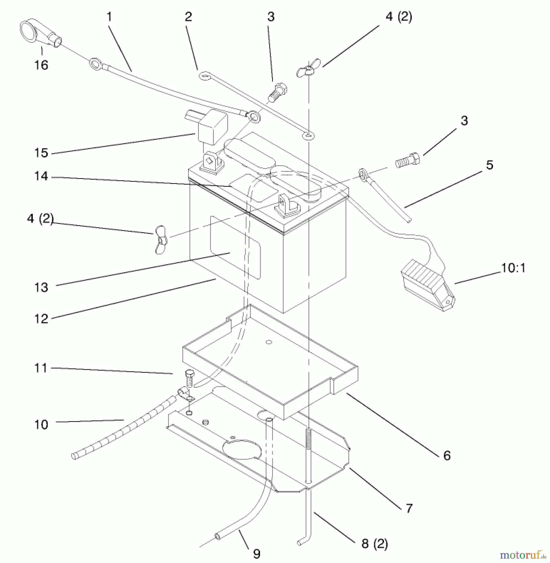 Toro Neu Mowers, Lawn & Garden Tractor Seite 1 72085 (267-H) - Toro 267-H Lawn and Garden Tractor, 1997 (7900001-7999999) BATTERY