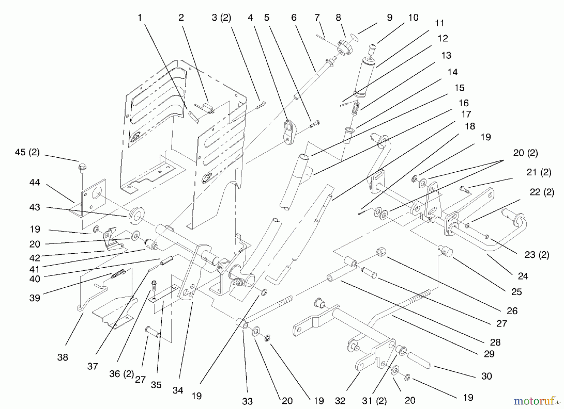 Toro Neu Mowers, Lawn & Garden Tractor Seite 1 72085 (267-H) - Toro 267-H Lawn and Garden Tractor, 1997 (7900001-7999999) LIFT LEVER AND HEIGHT OF CUT