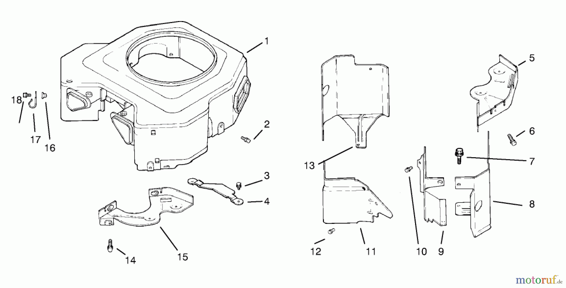 Toro Neu Mowers, Lawn & Garden Tractor Seite 1 72085 (267-H) - Toro 267-H Lawn and Garden Tractor, 1998 (8900400-8999999) BLOWER HOUSING & BAFFLES