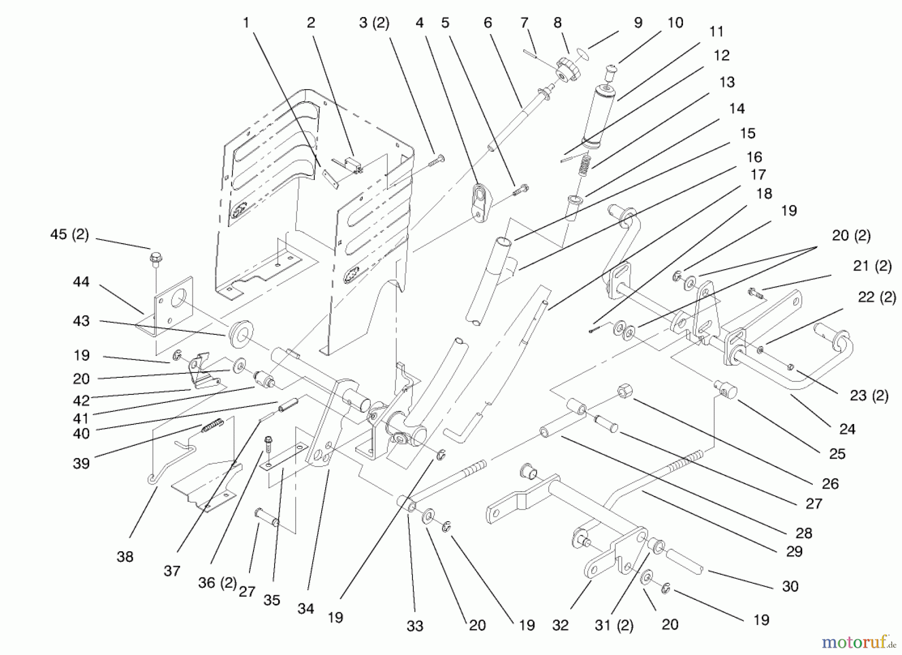 Toro Neu Mowers, Lawn & Garden Tractor Seite 1 72104 (267-H) - Toro 267-H Lawn and Garden Tractor, 1998 (8900001-8900599) LIFT LEVER AND HEIGHT OF CUT
