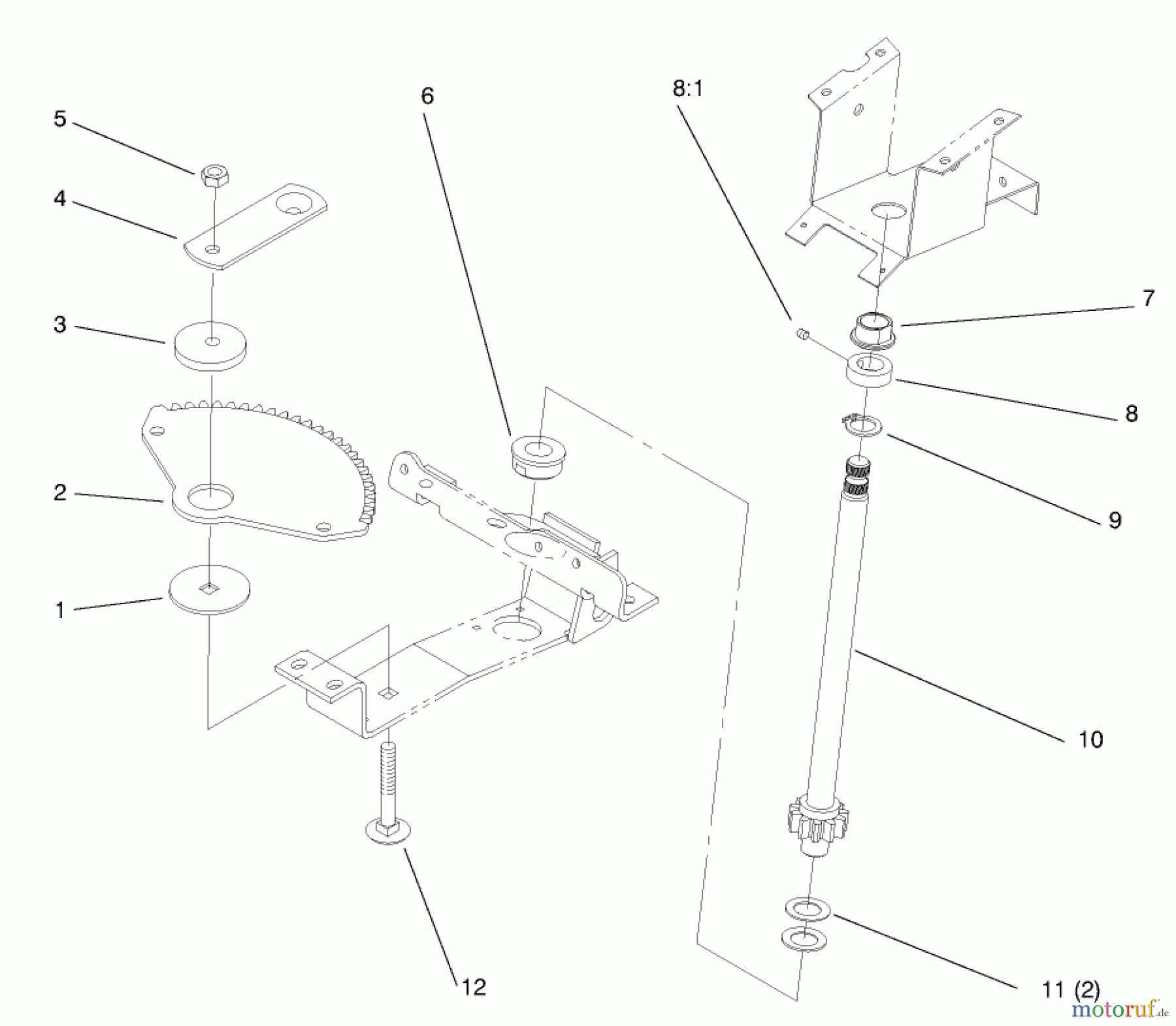 Toro Neu Mowers, Lawn & Garden Tractor Seite 1 72104 (267-H) - Toro 267-H Lawn and Garden Tractor, 1998 (8900001-8900599) LOWER STEERING