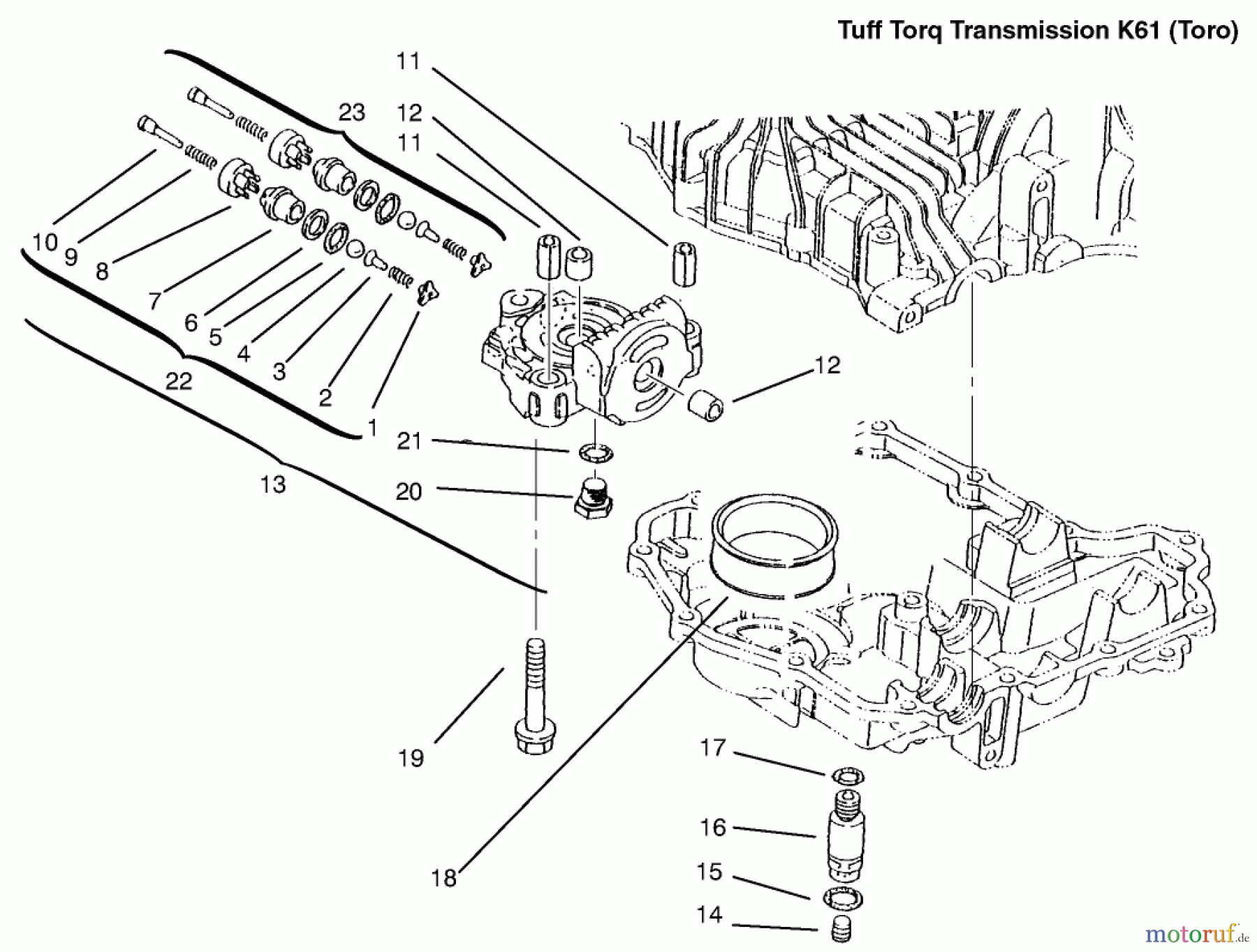 Toro Neu Mowers, Lawn & Garden Tractor Seite 1 72086 (268-H) - Toro 268-H Lawn and Garden Tractor, 1999 (9900001-9999999) CENTER CASE
