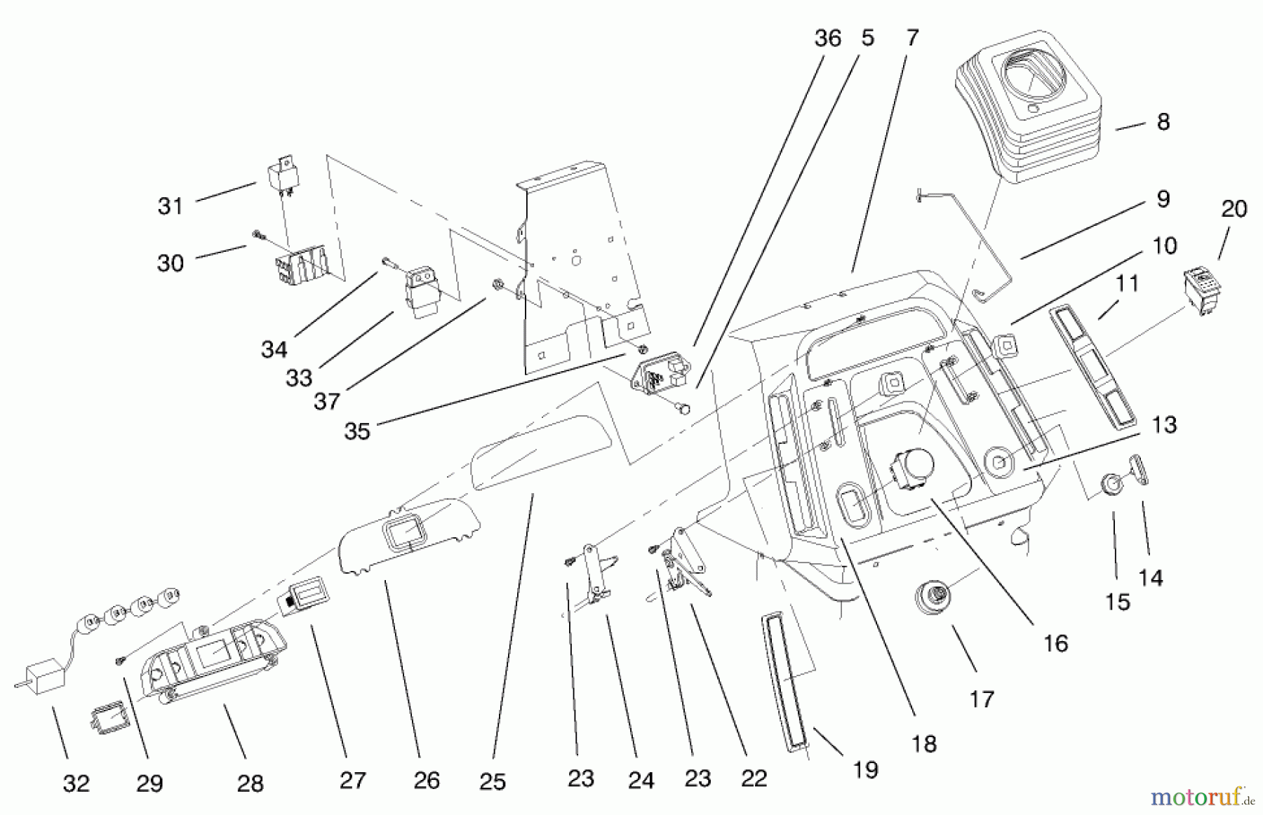  Toro Neu Mowers, Lawn & Garden Tractor Seite 1 72086 (268-H) - Toro 268-H Lawn and Garden Tractor, 1999 (9900001-9999999) DASH ASSEMBLY