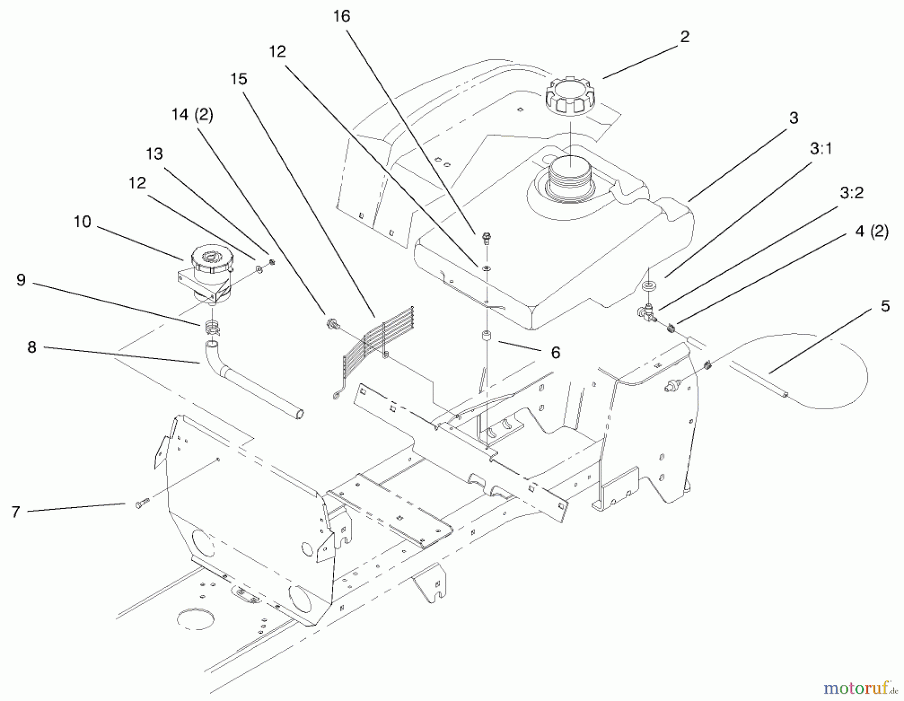Toro Neu Mowers, Lawn & Garden Tractor Seite 1 72086 (268-H) - Toro 268-H Lawn and Garden Tractor, 1999 (9900001-9999999) FUEL TANK & HYDRO RESERVOIR ASSEMBLY