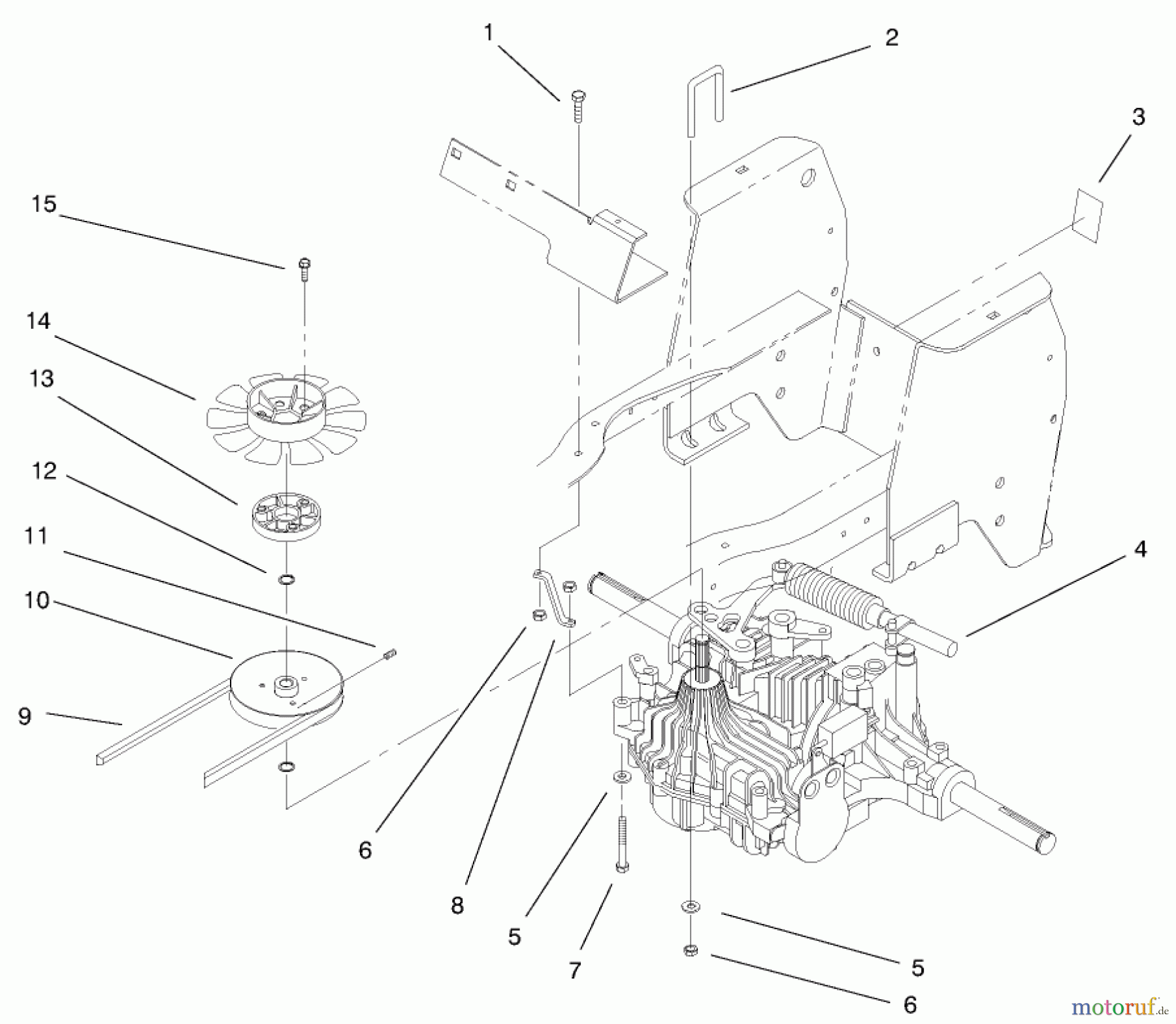  Toro Neu Mowers, Lawn & Garden Tractor Seite 1 72086 (268-H) - Toro 268-H Lawn and Garden Tractor, 1999 (9900001-9999999) HYDRO TRANSAXLE ASSEMBLY