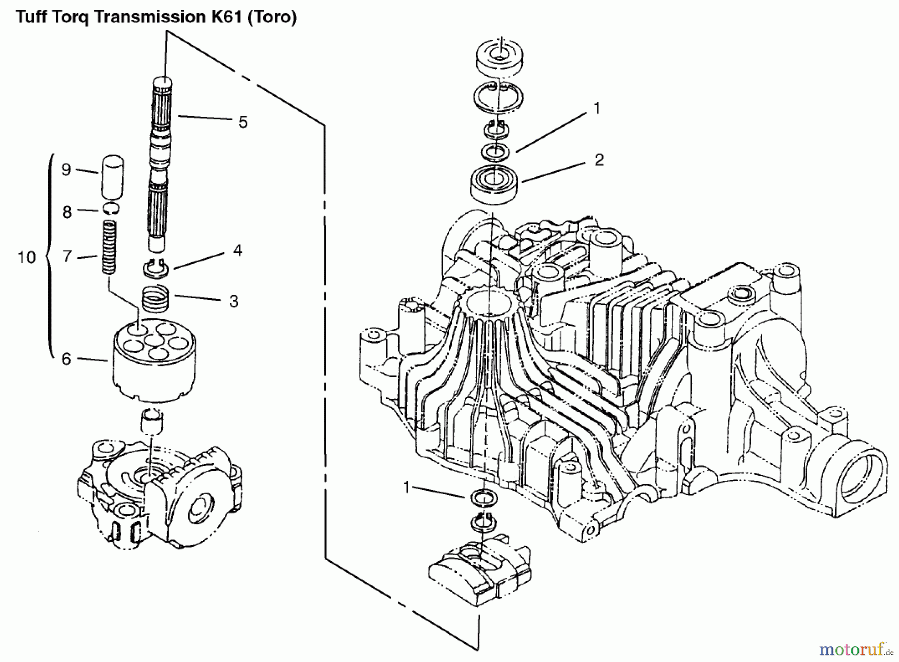 Toro Neu Mowers, Lawn & Garden Tractor Seite 1 72086 (268-H) - Toro 268-H Lawn and Garden Tractor, 1999 (9900001-9999999) PUMP SHAFT