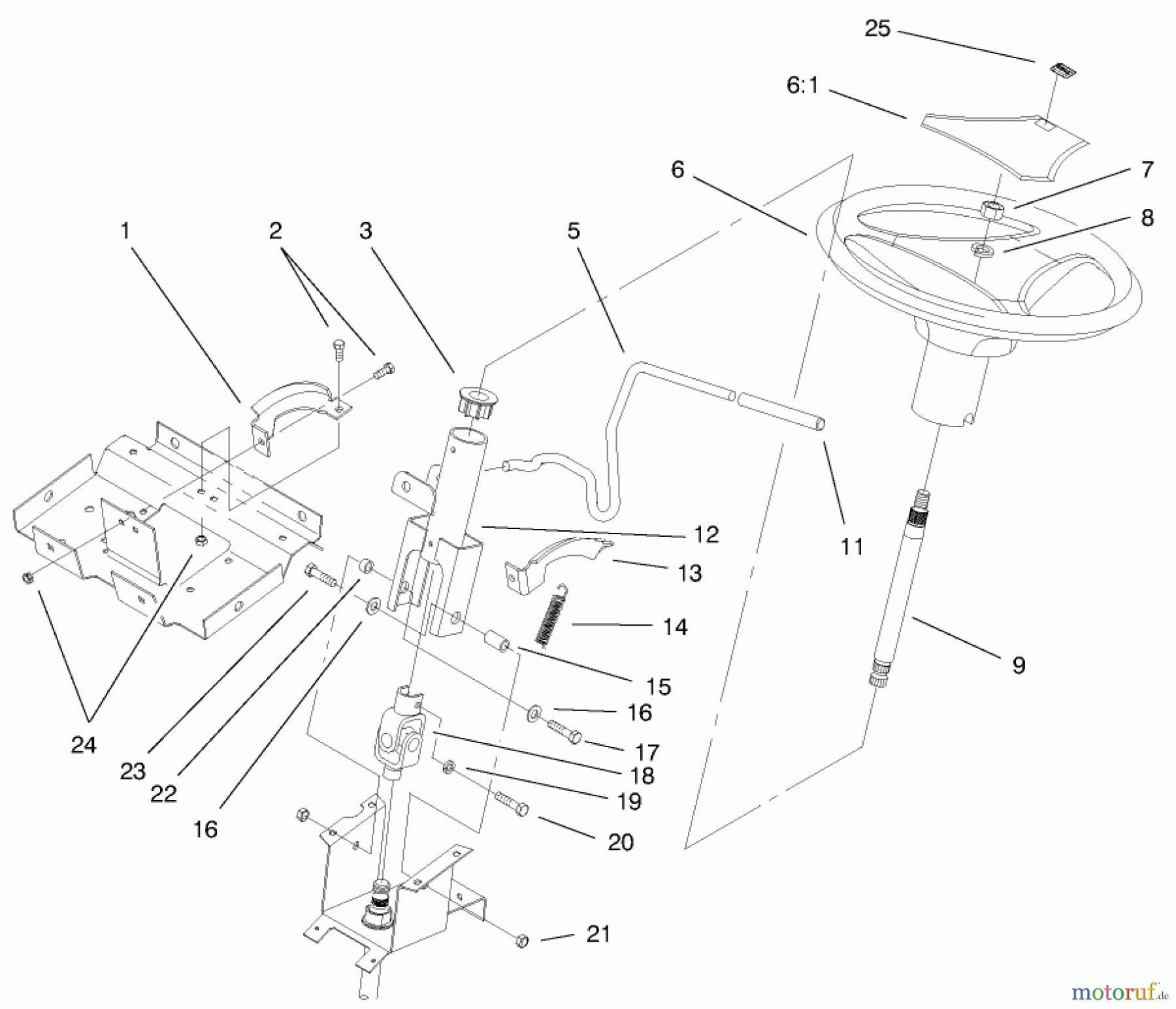  Toro Neu Mowers, Lawn & Garden Tractor Seite 1 72086 (268-H) - Toro 268-H Lawn and Garden Tractor, 1999 (9900001-9999999) STEERING WHEEL & TILT ASSEMBLY