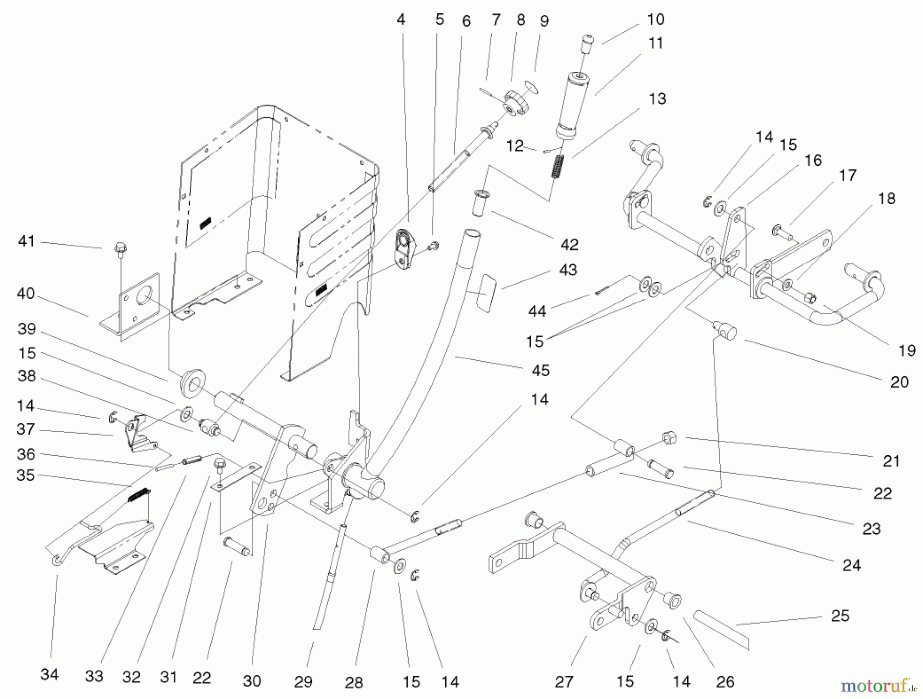  Toro Neu Mowers, Lawn & Garden Tractor Seite 1 72087 (268-H) - Toro 268-H Lawn and Garden Tractor, 2000 (200000001-200999999) LIFT LEVER & HOC ASSEMBLY