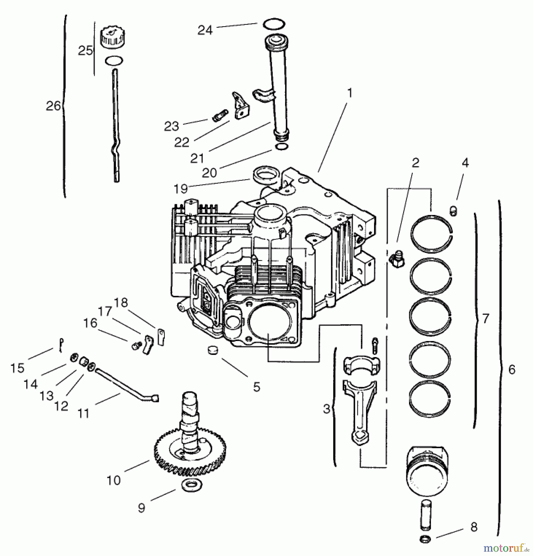 Toro Neu Mowers, Lawn & Garden Tractor Seite 1 72107 (268-HE) - Toro 268-HE Lawn and Garden Tractor, 2001 (210000001-210999999) CRANKCASE ASSEMBLY KOHLER CV18S-PS-61528 AND CV18S-PS-61529