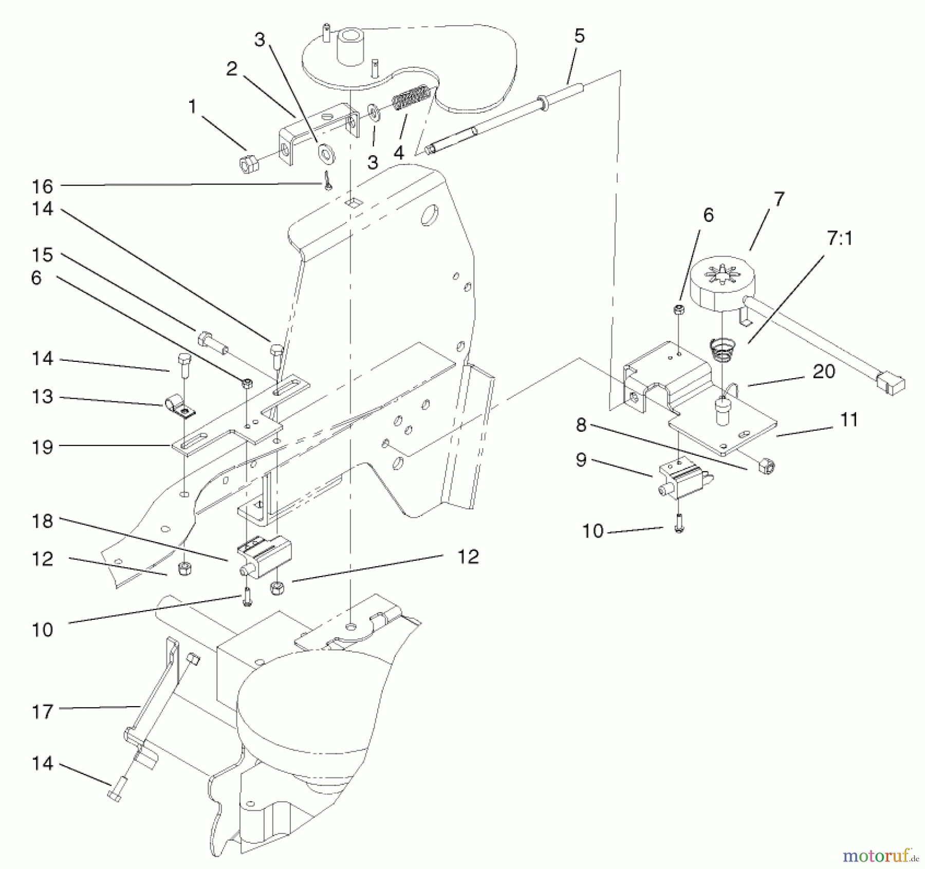 Toro Neu Mowers, Lawn & Garden Tractor Seite 1 72107 (268-HE) - Toro 268-HE Lawn and Garden Tractor, 2001 (210000001-210999999) CRUISE CONTROL ASSEMBLY