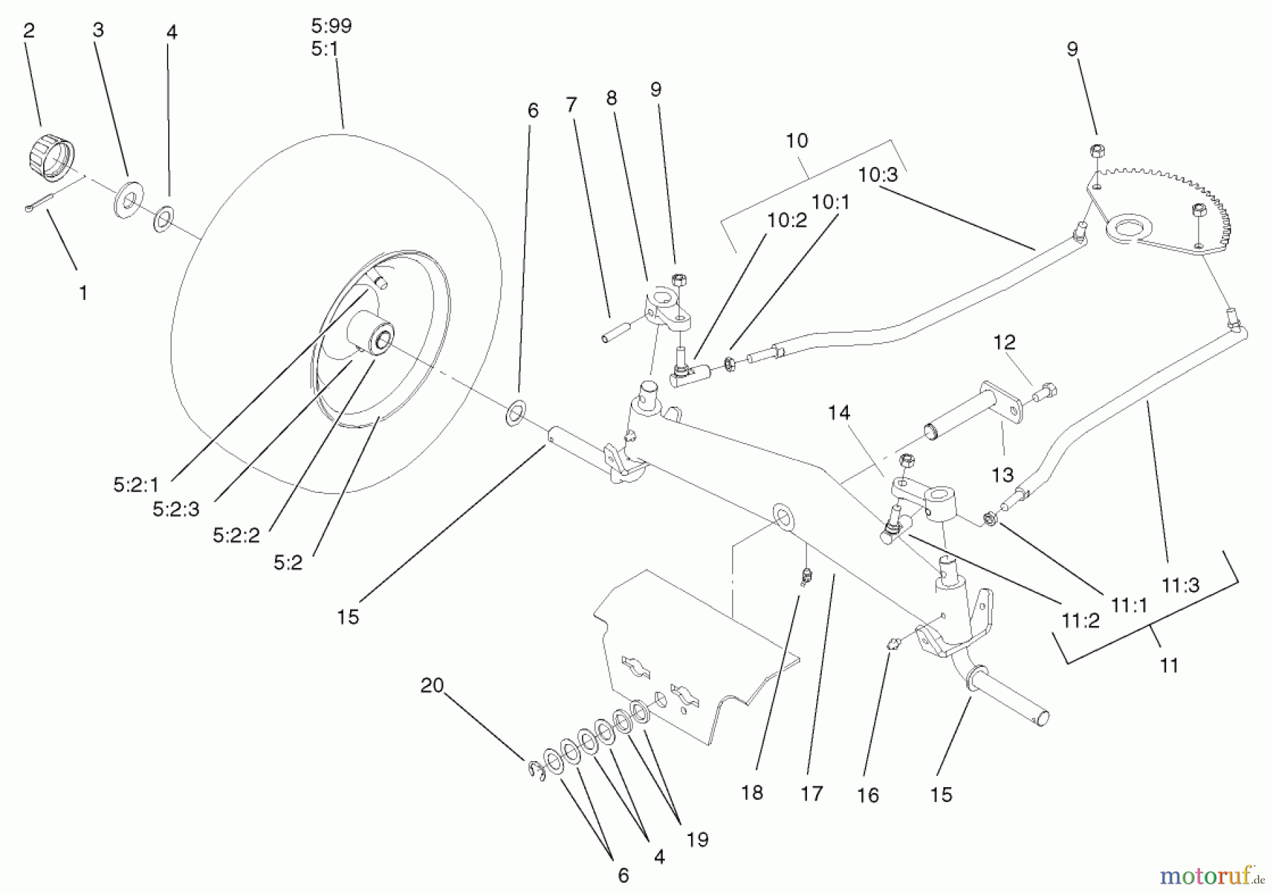 Toro Neu Mowers, Lawn & Garden Tractor Seite 1 72107 (268-HE) - Toro 268-HE Lawn and Garden Tractor, 2001 (210000001-210999999) FRONT AXLE ASSEMBLY