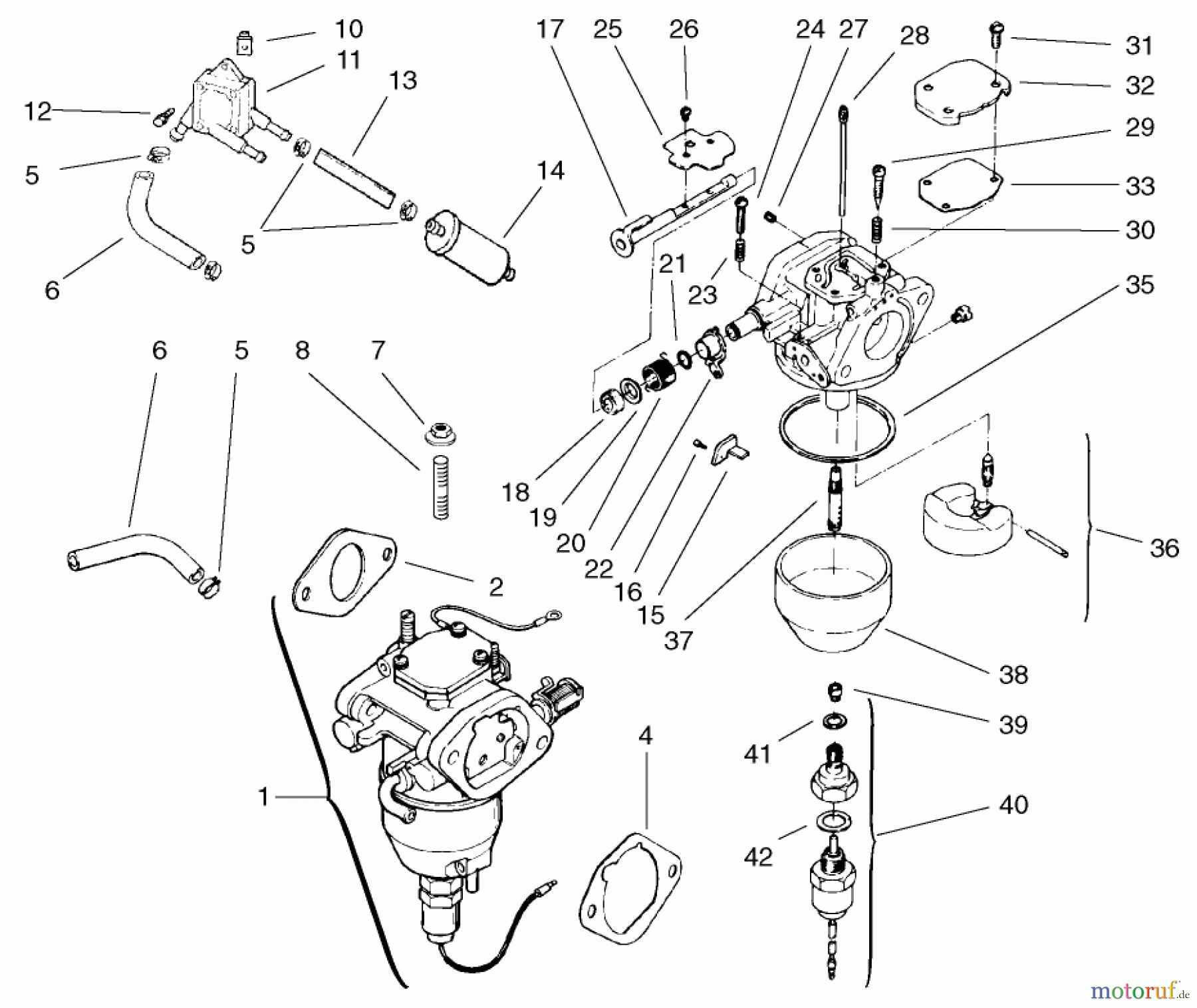 Toro Neu Mowers, Lawn & Garden Tractor Seite 1 72107 (268-HE) - Toro 268-HE Lawn and Garden Tractor, 2001 (210000001-210999999) FUEL SYSTEM ASSEMBLY KOHLER CV18S-PS-61528 AND CV18S-PS-61529