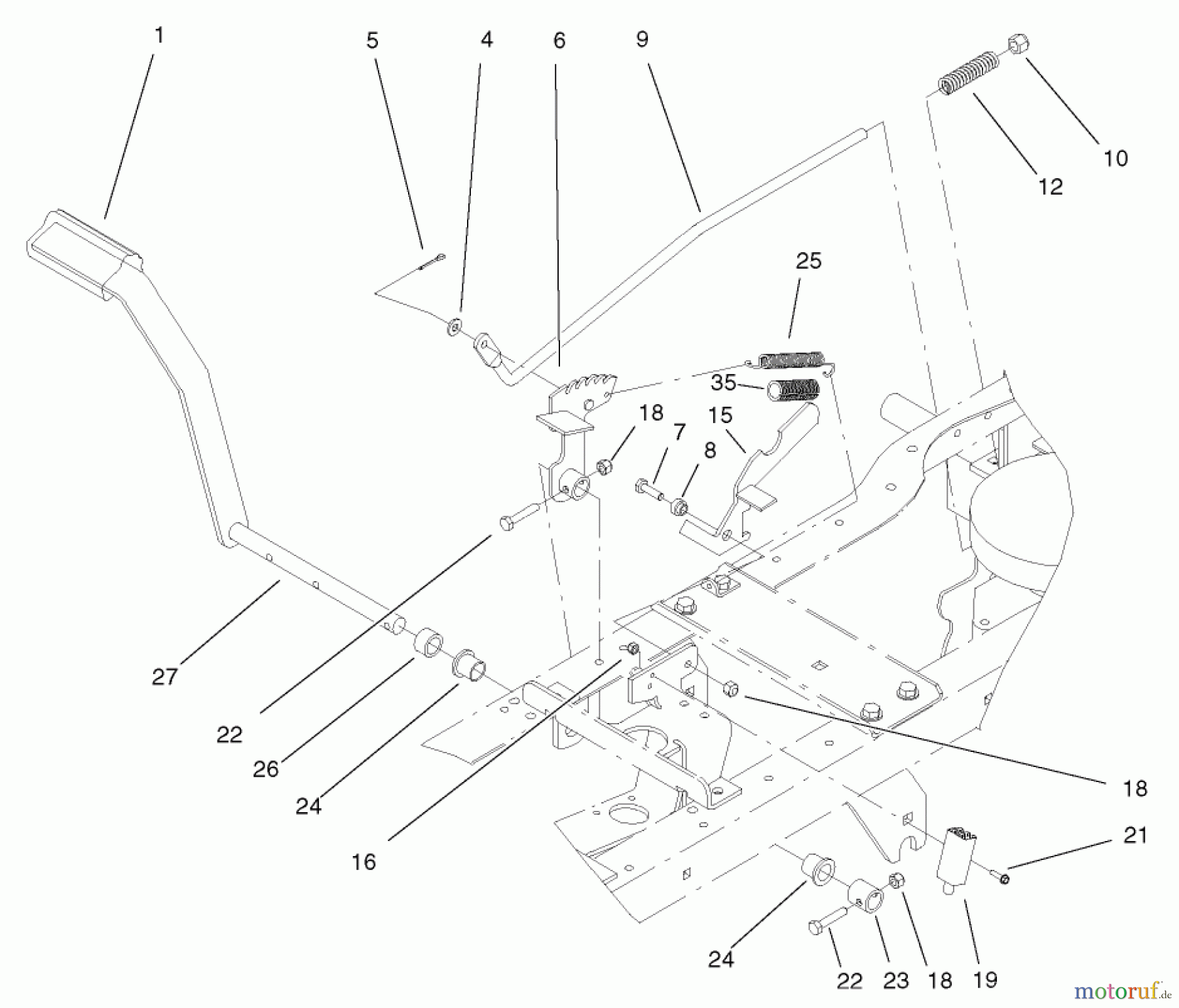 Toro Neu Mowers, Lawn & Garden Tractor Seite 1 72107 (268-HE) - Toro 268-HE Lawn and Garden Tractor, 2001 (210000001-210999999) HYDRAULIC BRAKE ASSEMBLY