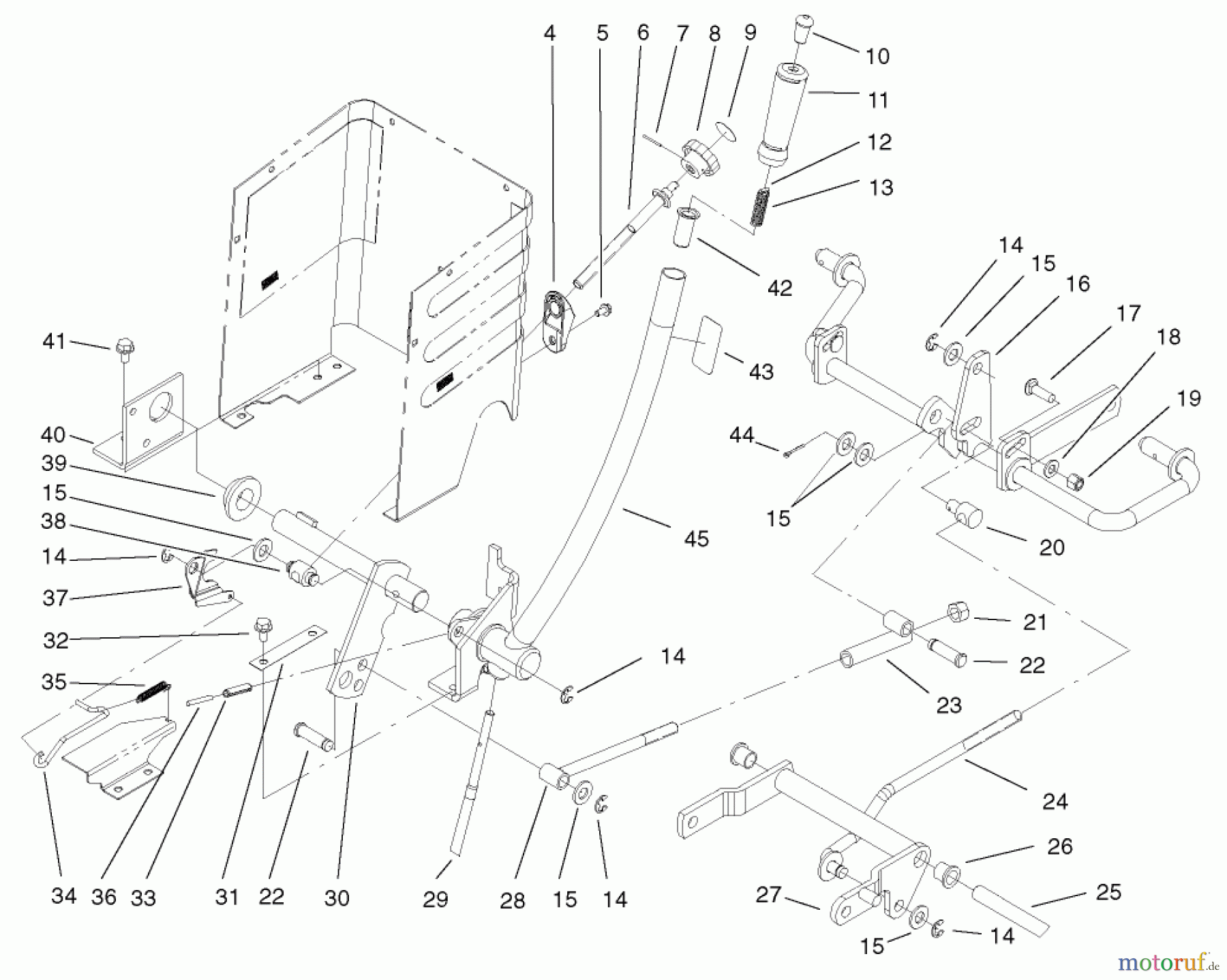 Toro Neu Mowers, Lawn & Garden Tractor Seite 1 72107 (268-HE) - Toro 268-HE Lawn and Garden Tractor, 2001 (210000001-210999999) LIFT LEVER ARM AND HEIGHT-OF-CUT ASSEMBLY