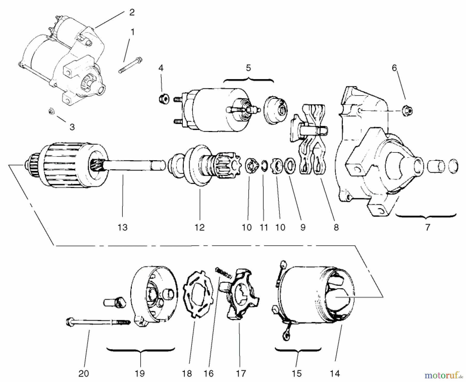 Toro Neu Mowers, Lawn & Garden Tractor Seite 1 72107 (268-HE) - Toro 268-HE Lawn and Garden Tractor, 2001 (210000001-210999999) STARTING SYSTEM ASSEMBLY KOHLER CV18S-PS-61528 AND CV18S-PS-61529
