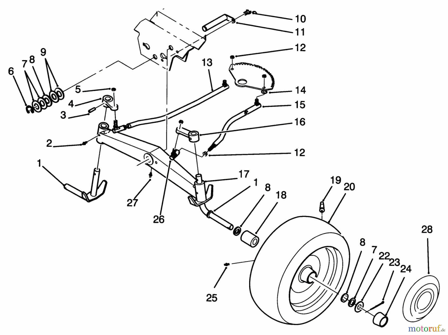 Toro Neu Mowers, Lawn & Garden Tractor Seite 1 72101 (246-H) - Toro 246-H Yard Tractor, 1993 (3900001-3999999) FRONT AXLE ASSEMBLY