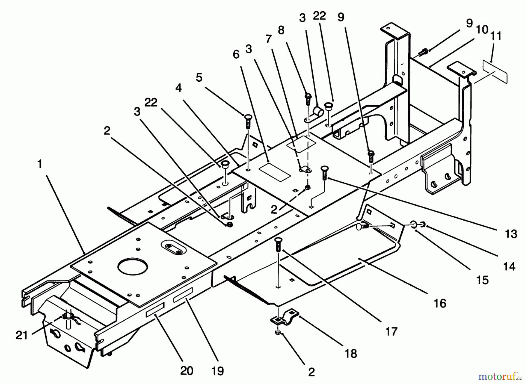 Toro Neu Mowers, Lawn & Garden Tractor Seite 1 72101 (246-H) - Toro 246-H Yard Tractor, 1993 (3900001-3999999) MAIN FRAME ASSEMBLY
