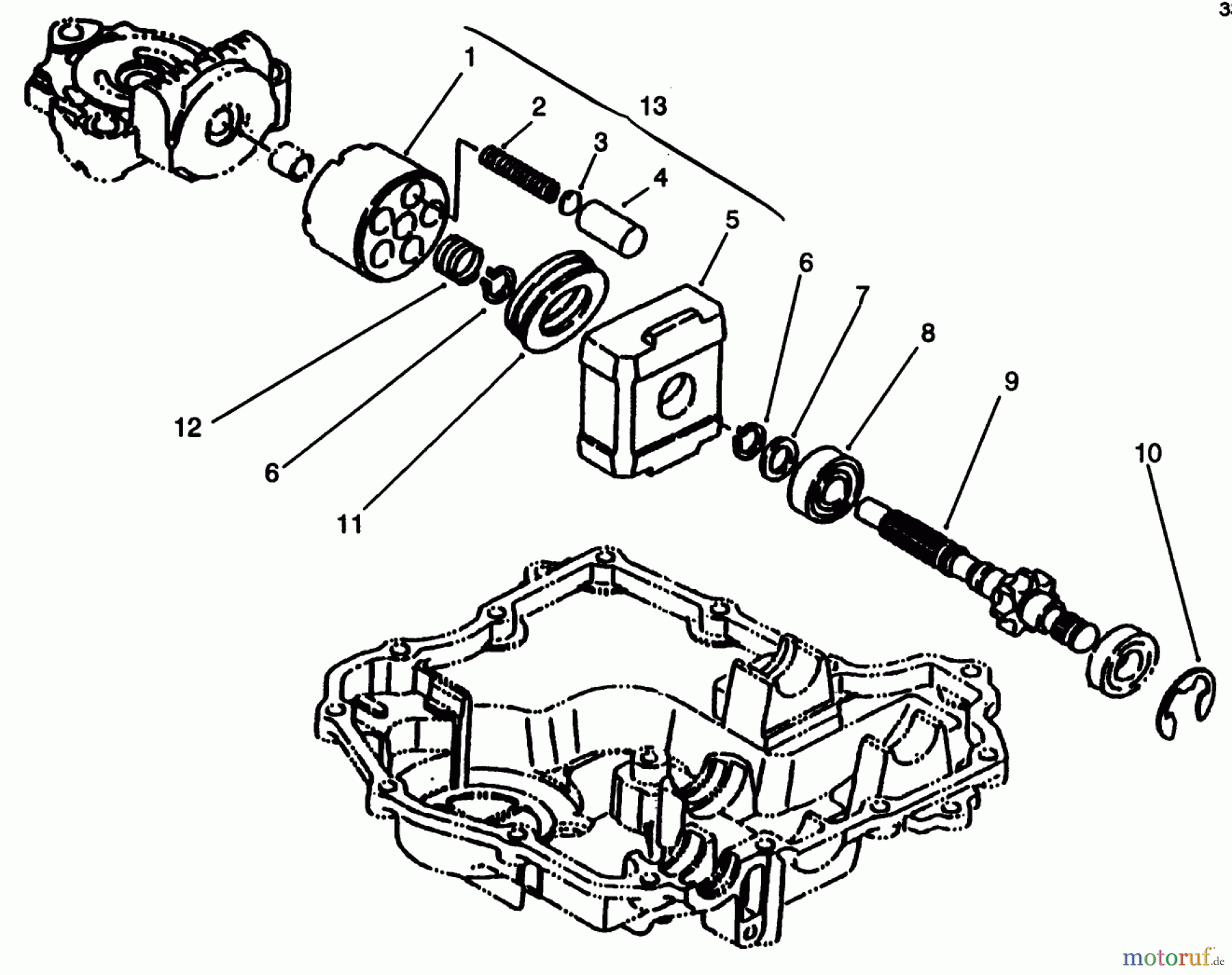 Toro Neu Mowers, Lawn & Garden Tractor Seite 1 72102 (269-H) - Toro 269-H Lawn and Garden Tractor, 1996 (6900001-6999999) MOTOR SHAFT