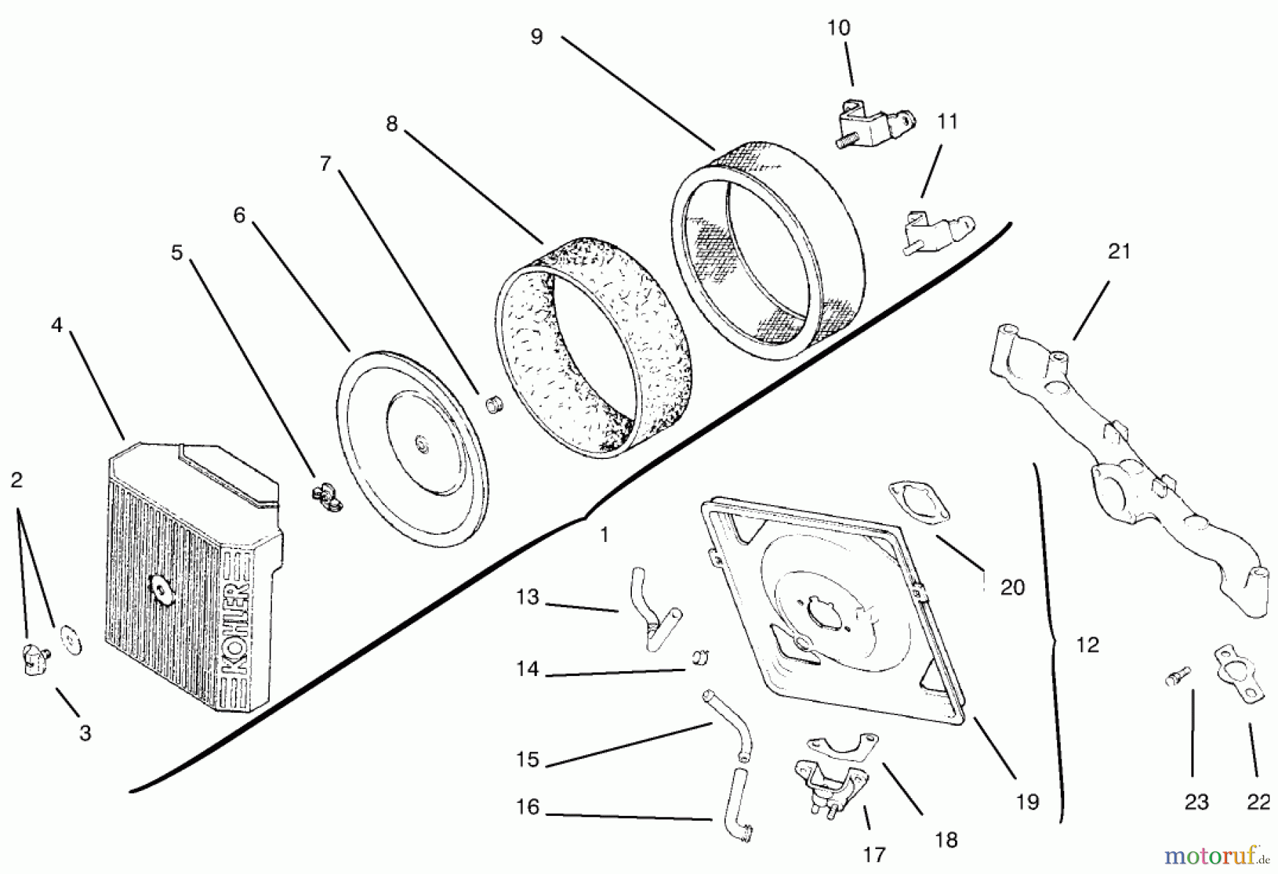 Toro Neu Mowers, Lawn & Garden Tractor Seite 1 72102 (269-H) - Toro 269-H Lawn and Garden Tractor, 1997 (7900001-7999999) AIR INTAKE/FILTRATION