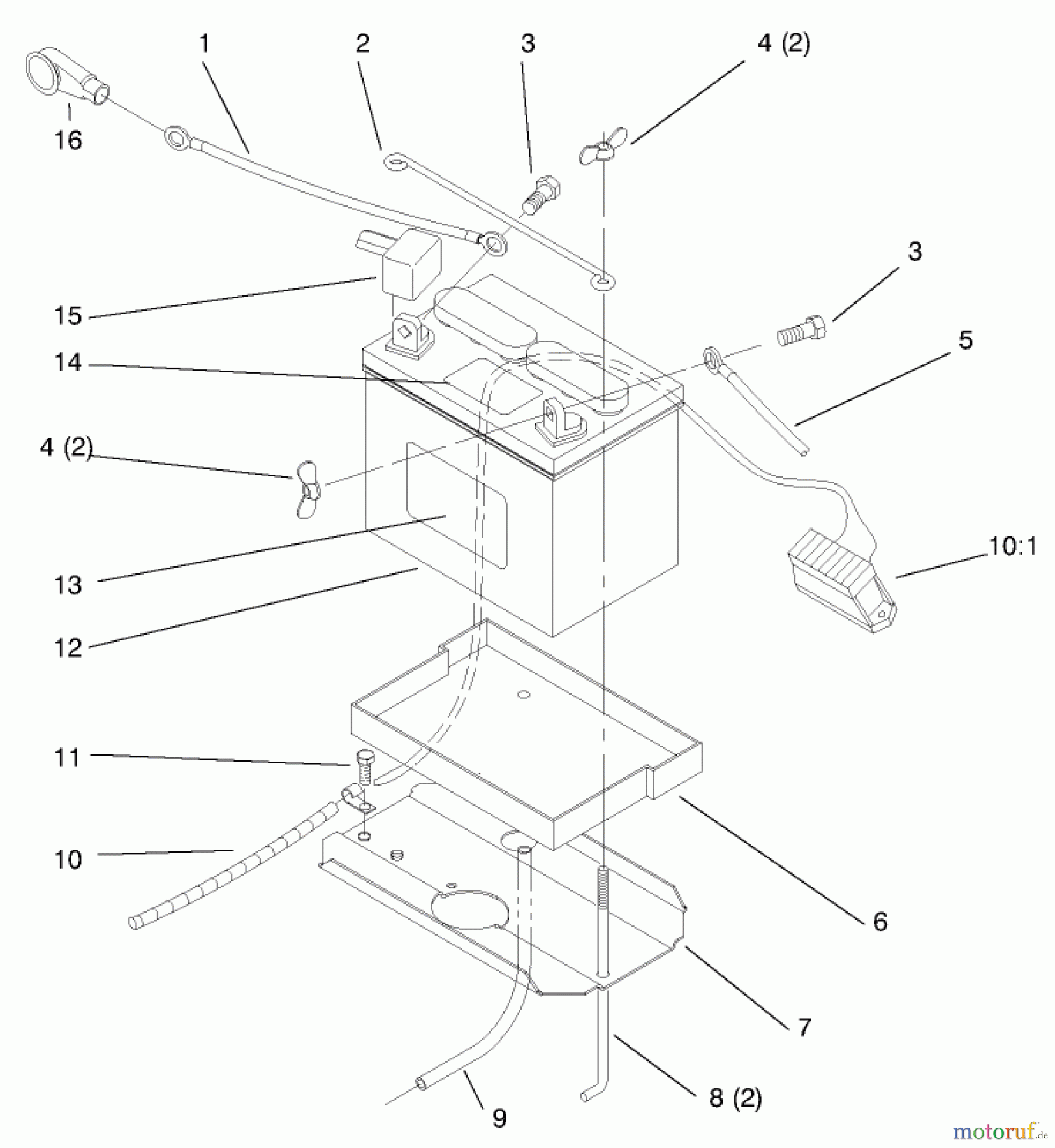 Toro Neu Mowers, Lawn & Garden Tractor Seite 1 72102 (269-H) - Toro 269-H Lawn and Garden Tractor, 1997 (7900001-7999999) BATTERY