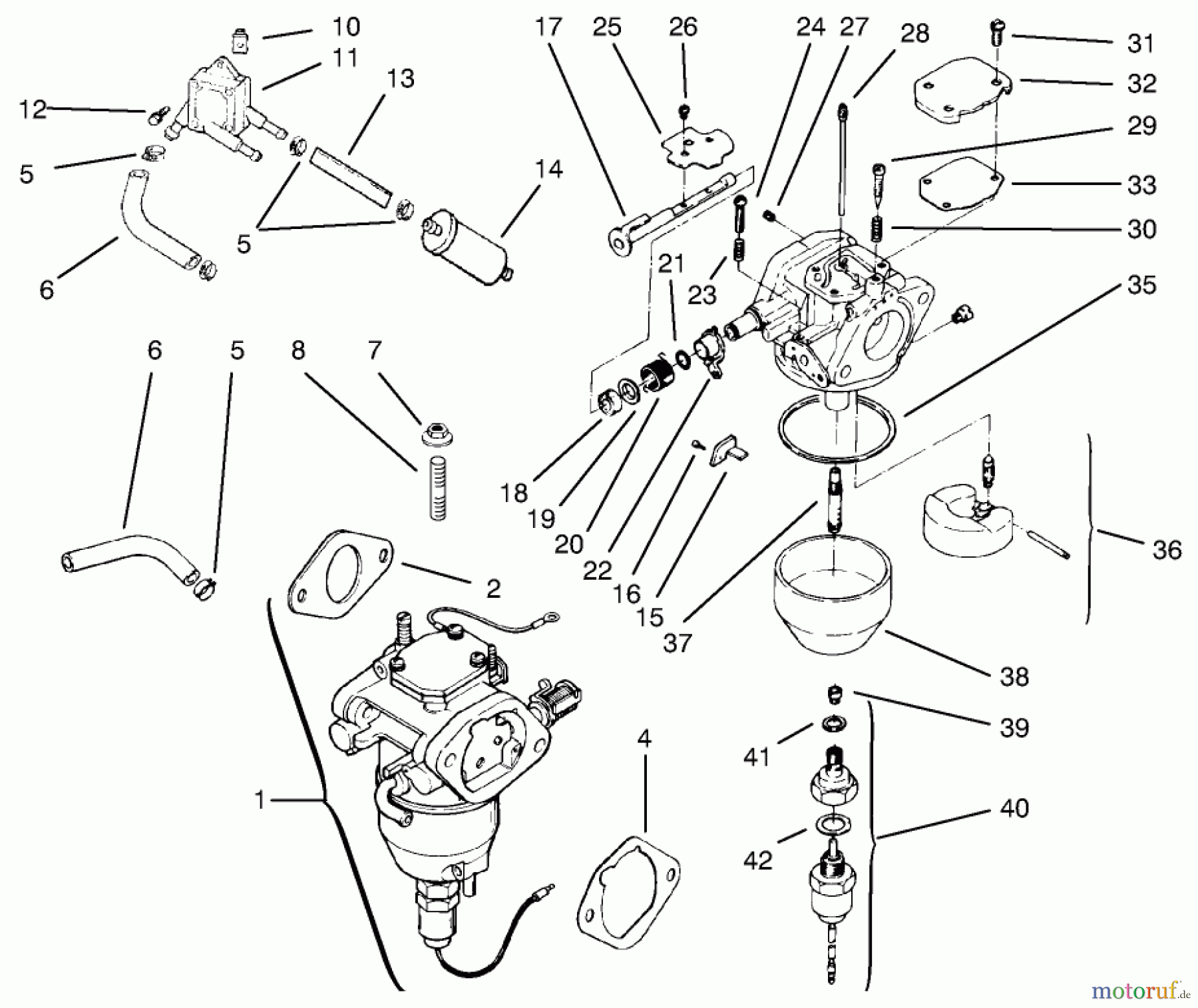 Toro Neu Mowers, Lawn & Garden Tractor Seite 1 72102 (269-H) - Toro 269-H Lawn and Garden Tractor, 1997 (7900001-7999999) FUEL SYSTEM