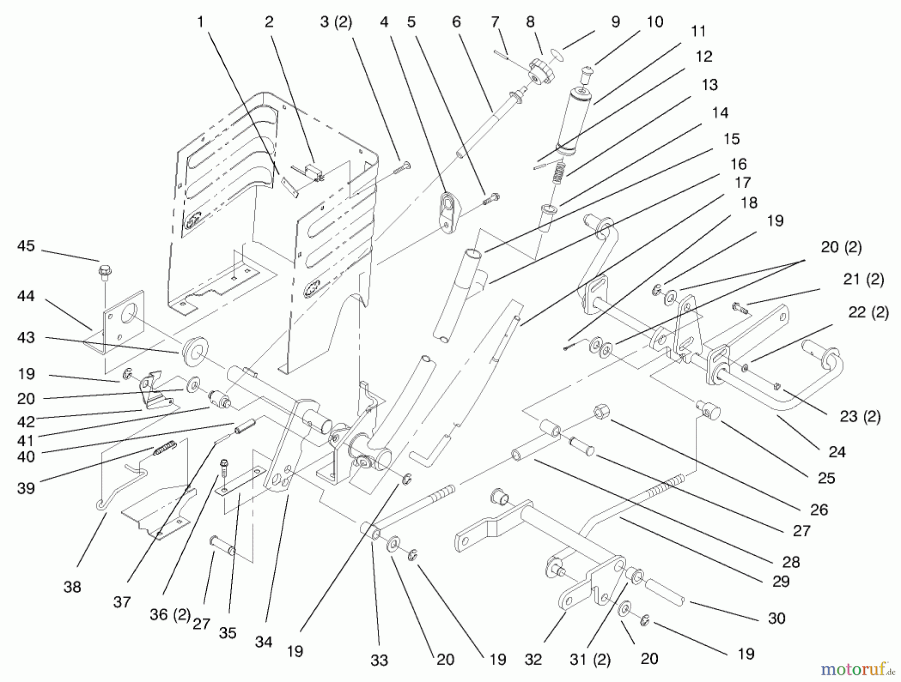 Toro Neu Mowers, Lawn & Garden Tractor Seite 1 72102 (269-H) - Toro 269-H Lawn and Garden Tractor, 1997 (7900001-7999999) LIFT LEVER AND HEIGHT OF CUT