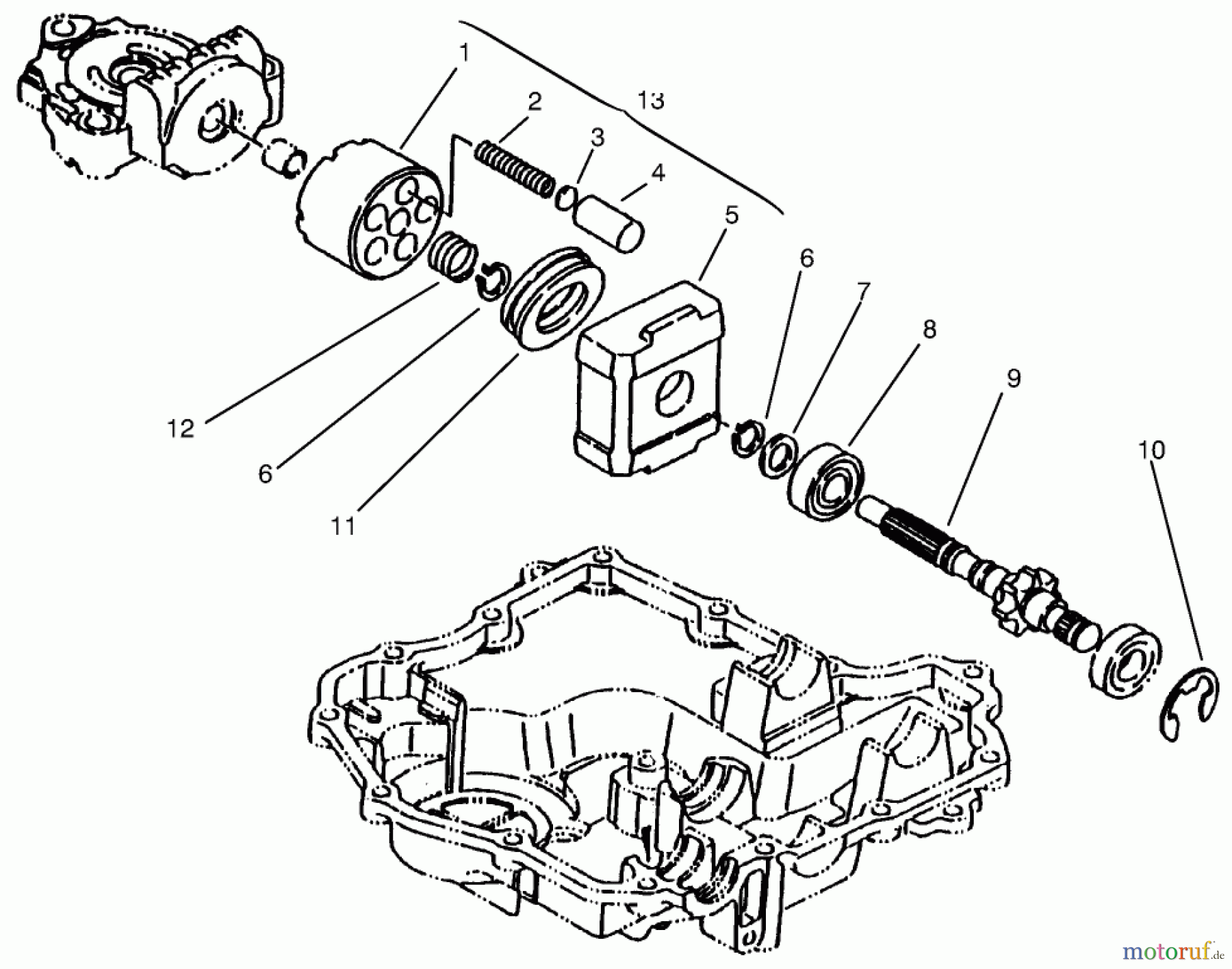 Toro Neu Mowers, Lawn & Garden Tractor Seite 1 72102 (269-H) - Toro 269-H Lawn and Garden Tractor, 1997 (7900001-7999999) MOTOR SHAFT