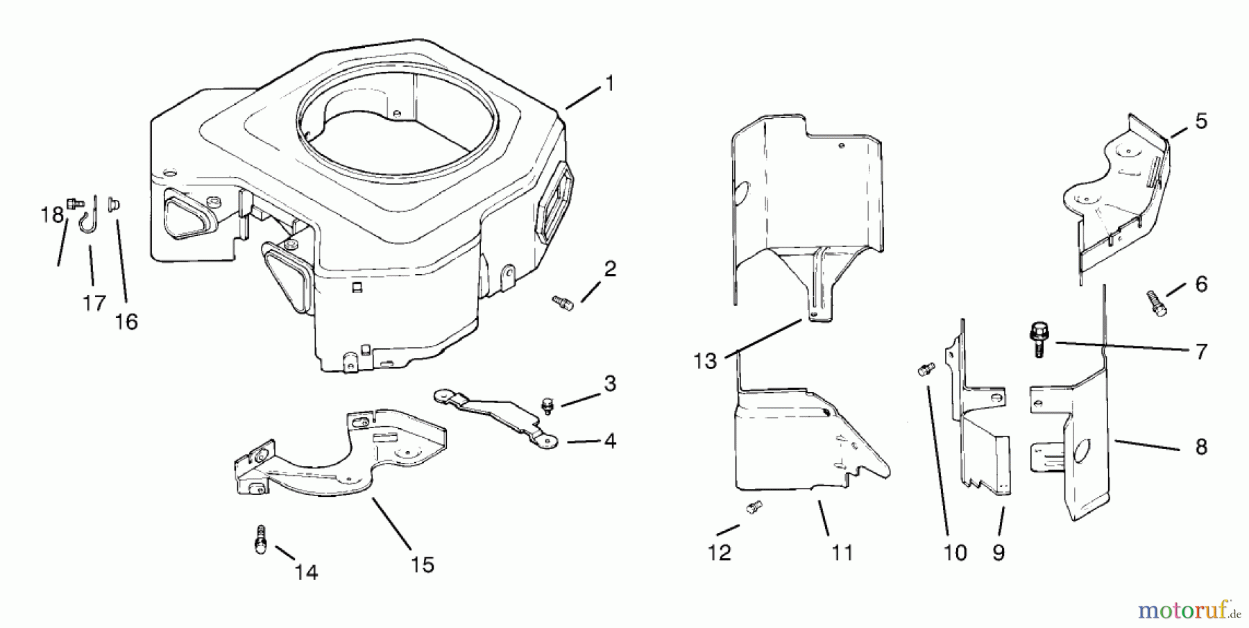  Toro Neu Mowers, Lawn & Garden Tractor Seite 1 72102 (269-H) - Toro 269-H Lawn and Garden Tractor, 1998 (8900001-8900399) BLOWER HOUSING & BAFFLES
