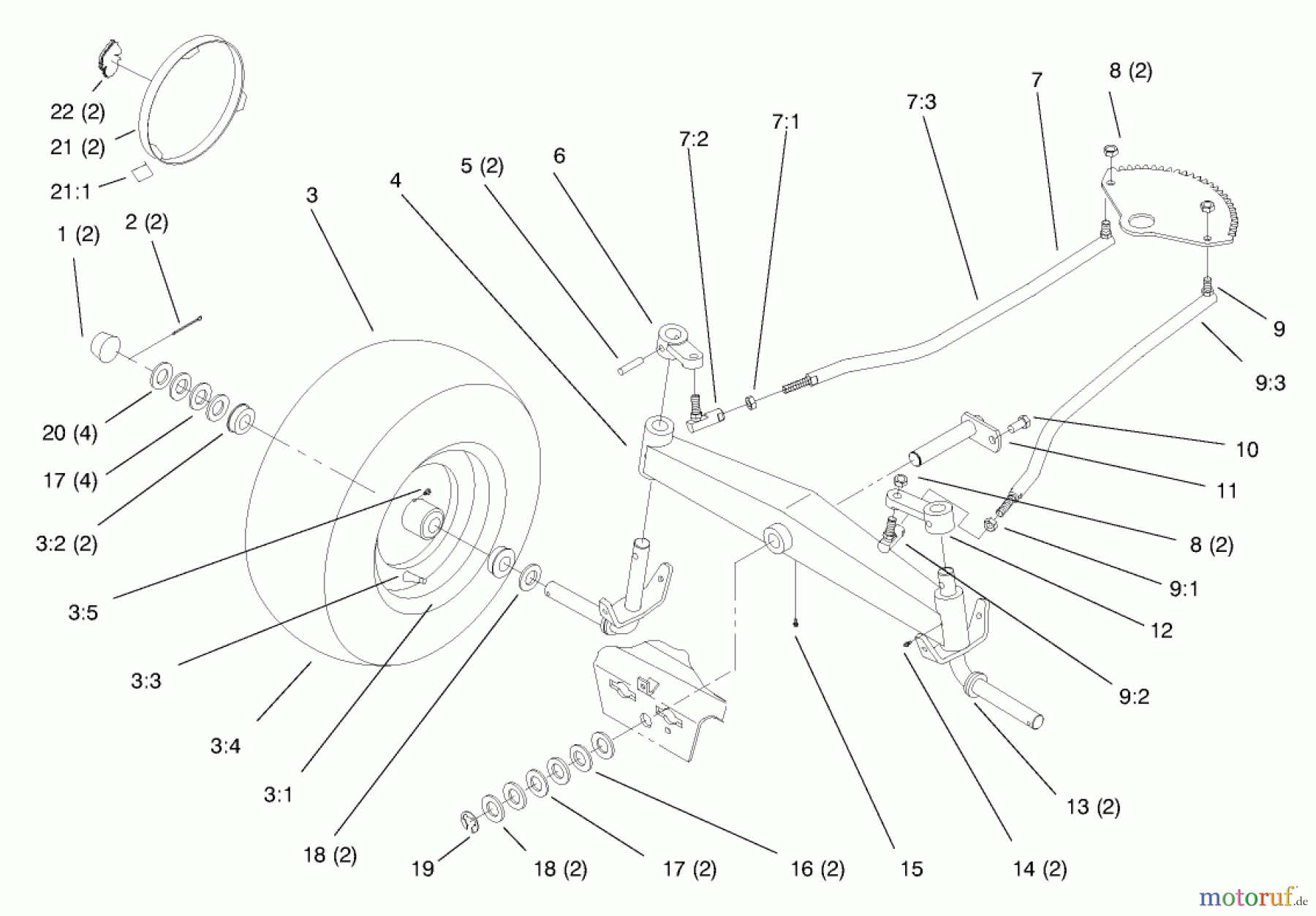 Toro Neu Mowers, Lawn & Garden Tractor Seite 1 72102 (269-H) - Toro 269-H Lawn and Garden Tractor, 1998 (8900400-8999999) FRONT AXLE