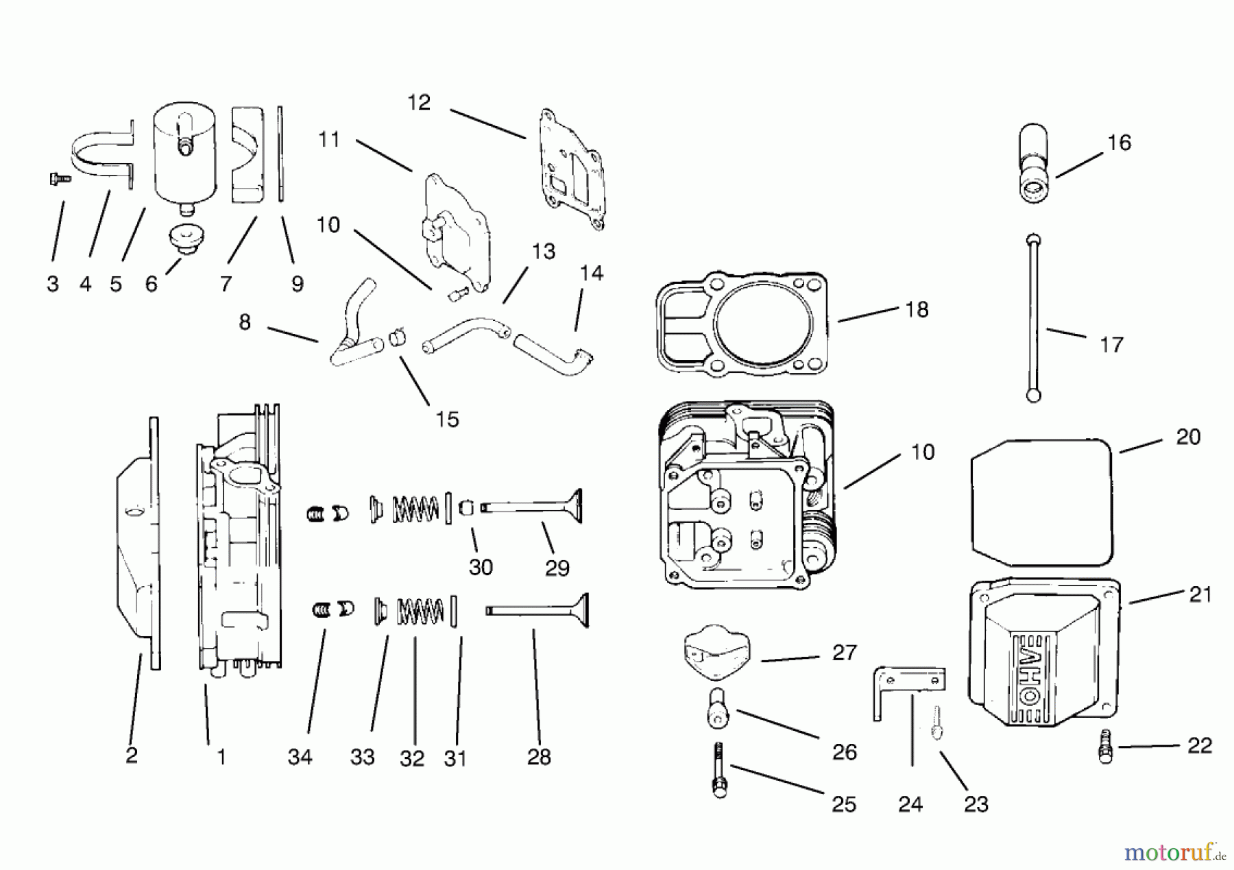  Toro Neu Mowers, Lawn & Garden Tractor Seite 1 72102 (269-H) - Toro 269-H Lawn and Garden Tractor, 1998 (8900001-8900399) HEAD/VALVE/BREATHER