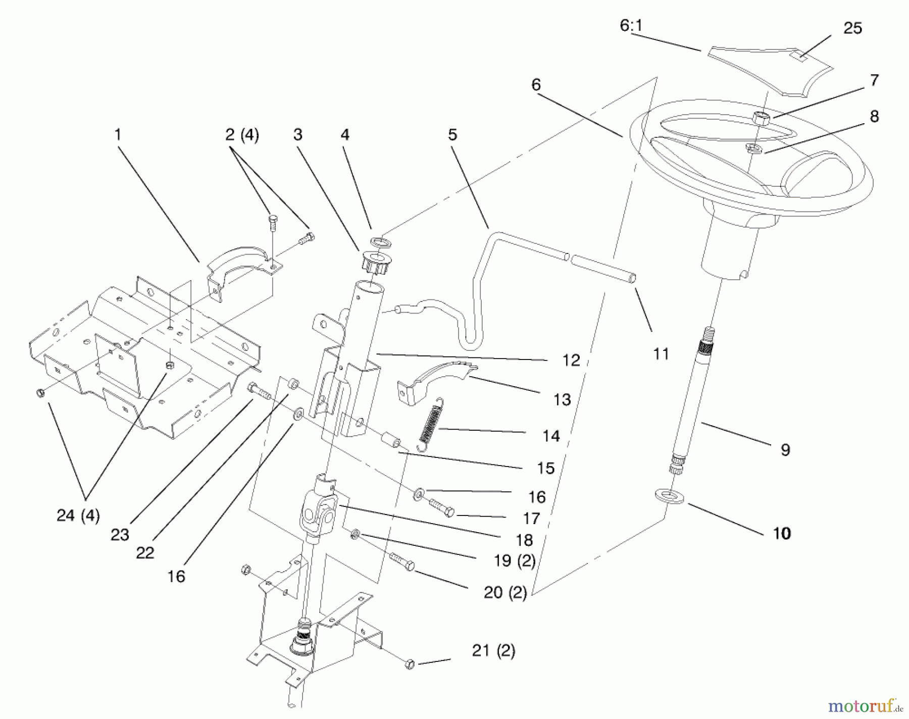 Toro Neu Mowers, Lawn & Garden Tractor Seite 1 72102 (269-H) - Toro 269-H Lawn and Garden Tractor, 1998 (8900400-8999999) STEERING WHEEL AND TILT