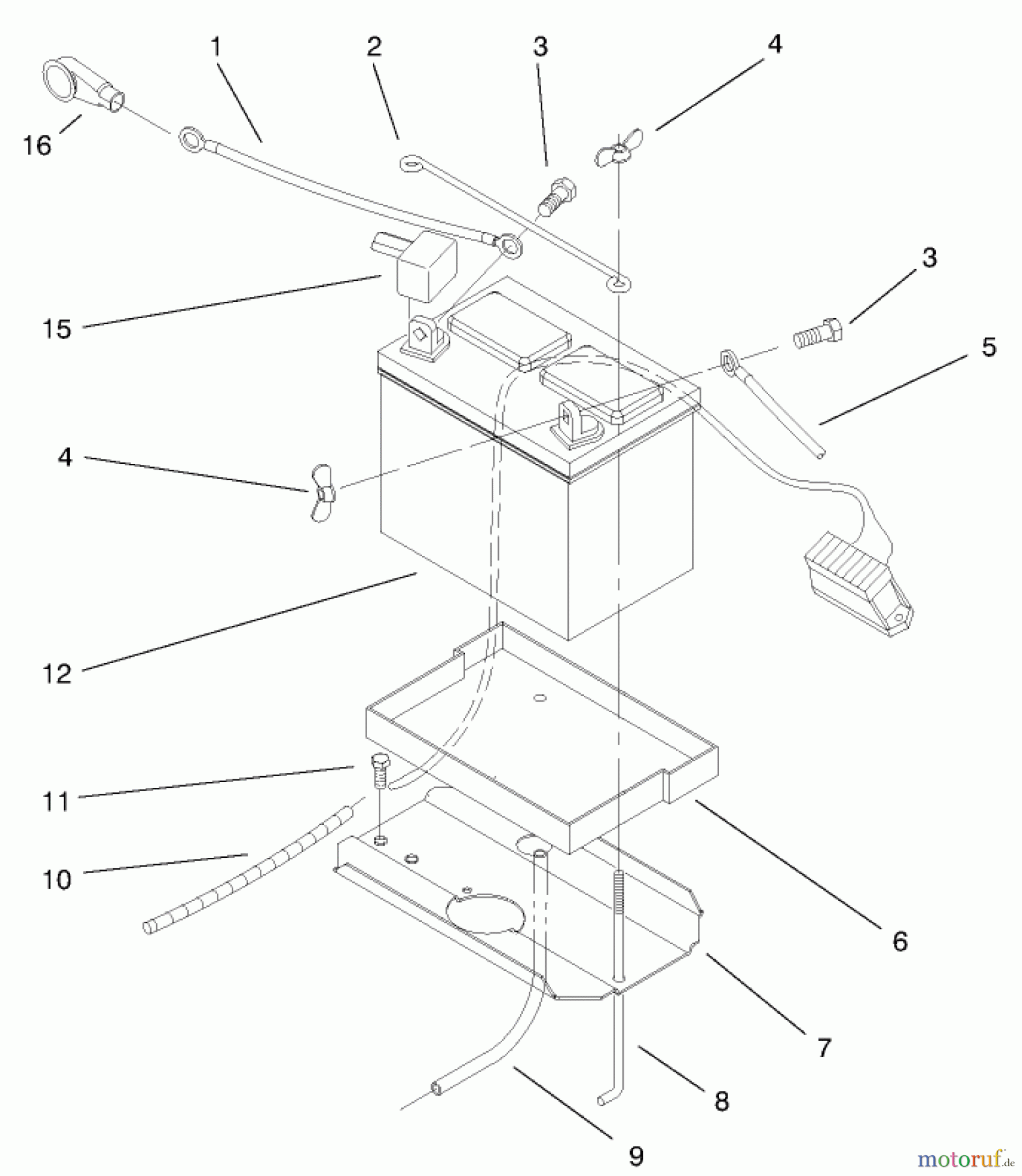  Toro Neu Mowers, Lawn & Garden Tractor Seite 1 72115 (270-H) - Toro 270-H Lawn and Garden Tractor, 1999 (9900001-9999999) BATTERY ASSEMBLY