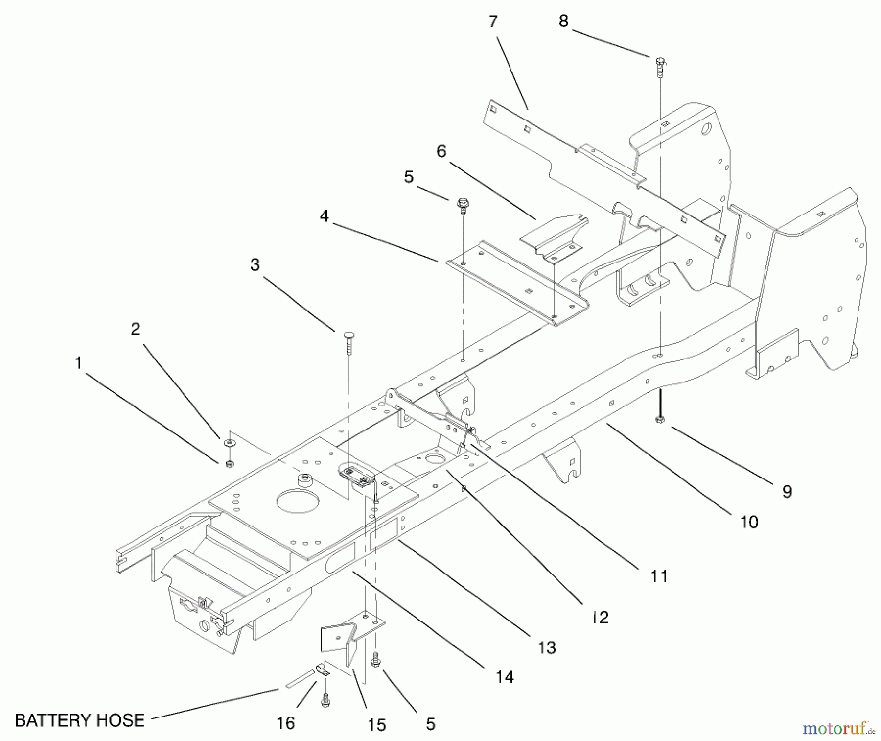 Toro Neu Mowers, Lawn & Garden Tractor Seite 1 72115 (270-H) - Toro 270-H Lawn and Garden Tractor, 1999 (9900001-9999999) FRAME ASSEMBLY
