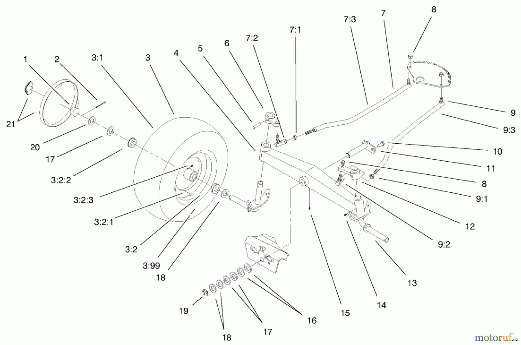 Toro Neu Mowers, Lawn & Garden Tractor Seite 1 72115 (270-H) - Toro 270-H Lawn and Garden Tractor, 1999 (9900001-9999999) FRONT AXLE ASSEMBLY