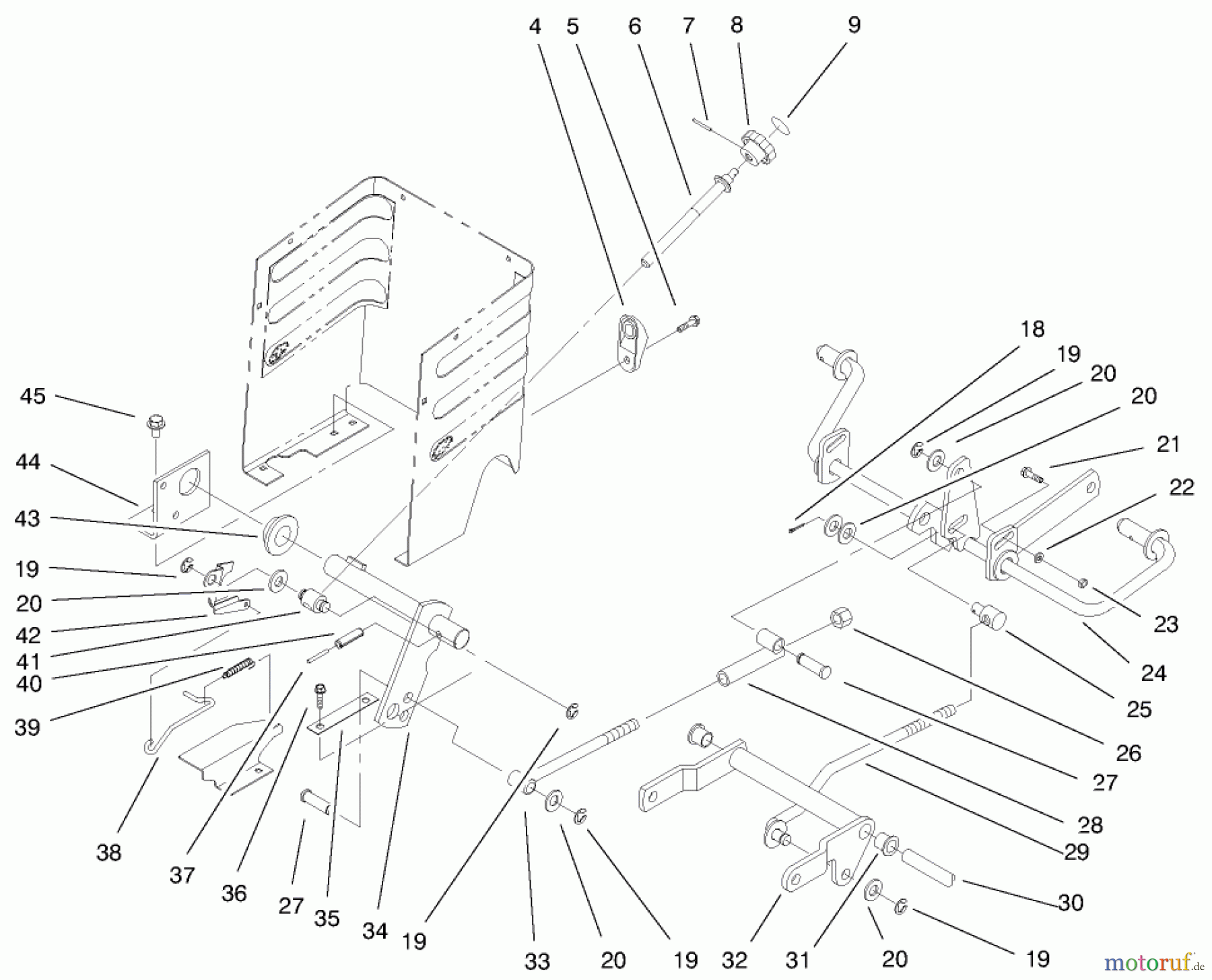  Toro Neu Mowers, Lawn & Garden Tractor Seite 1 72115 (270-H) - Toro 270-H Lawn and Garden Tractor, 1999 (9900001-9999999) LIFT LEVER & H.O.C. ASSEMBLY
