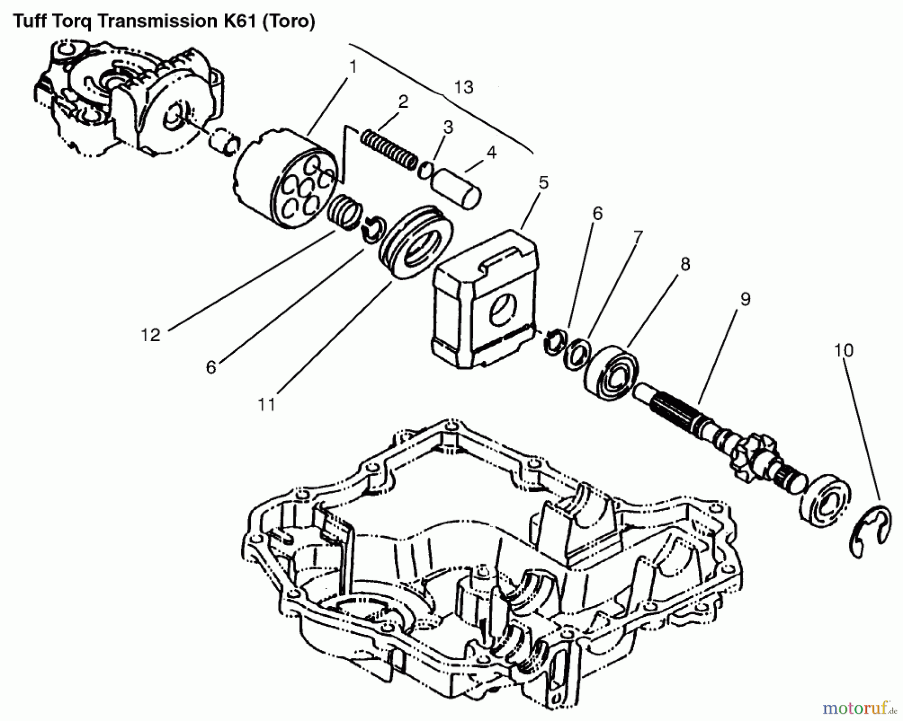  Toro Neu Mowers, Lawn & Garden Tractor Seite 1 72115 (270-H) - Toro 270-H Lawn and Garden Tractor, 1999 (9900001-9999999) MOTOR SHAFT