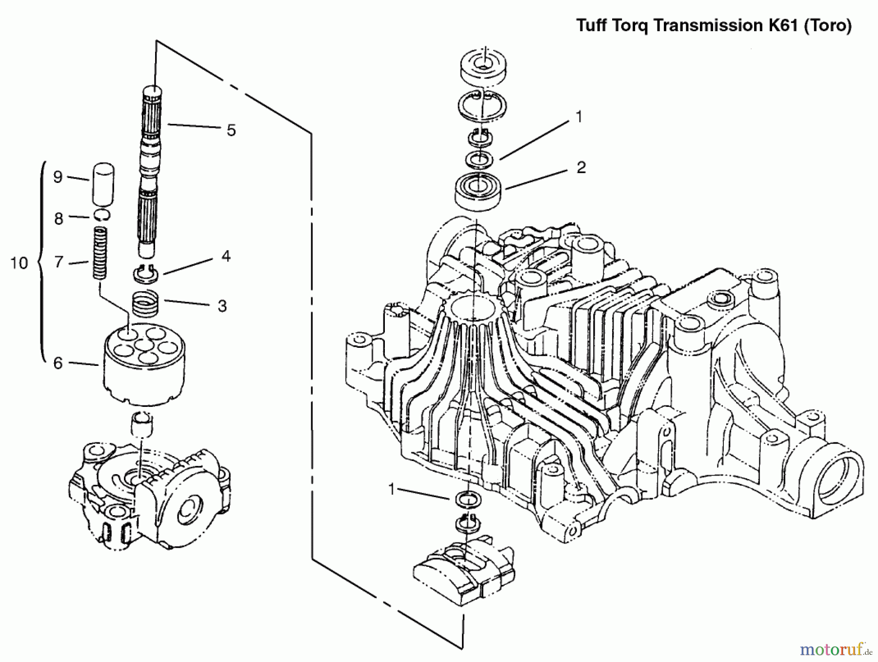 Toro Neu Mowers, Lawn & Garden Tractor Seite 1 72115 (270-H) - Toro 270-H Lawn and Garden Tractor, 1999 (9900001-9999999) PUMP SHAFT