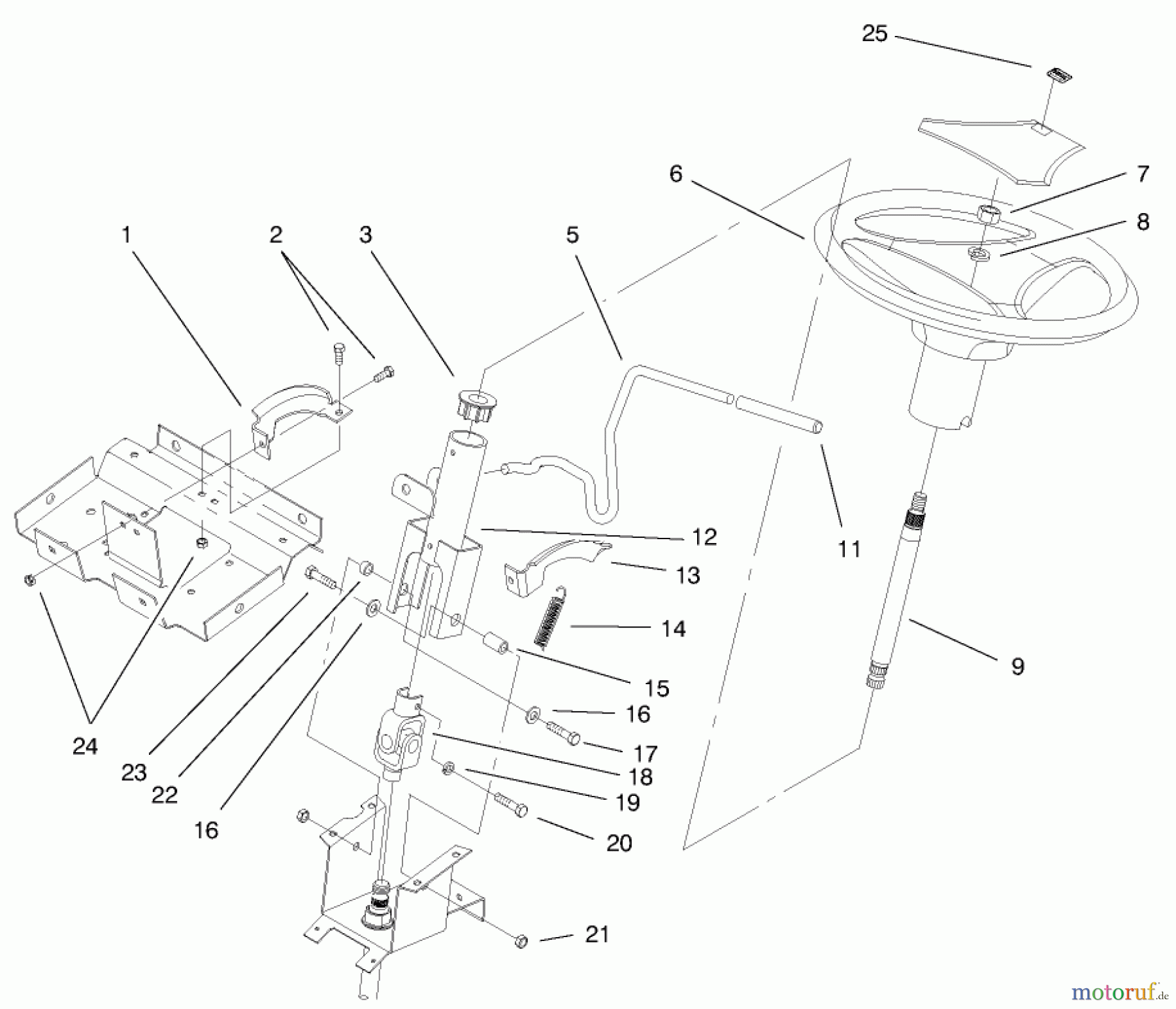  Toro Neu Mowers, Lawn & Garden Tractor Seite 1 72115 (270-H) - Toro 270-H Lawn and Garden Tractor, 1999 (9900001-9999999) STEERING WHEEL & TILE ASSEMBLY