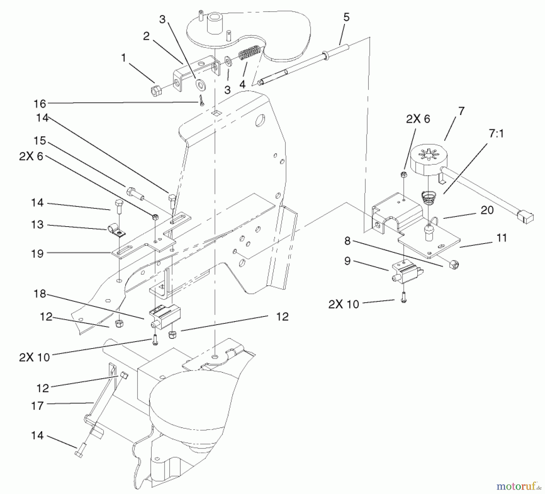 Toro Neu Mowers, Lawn & Garden Tractor Seite 1 72107 (268-HE) - Toro 268-HE Lawn and Garden Tractor, 2003 (230000001-230999999) CRUISE CONTROL ASSEMBLY
